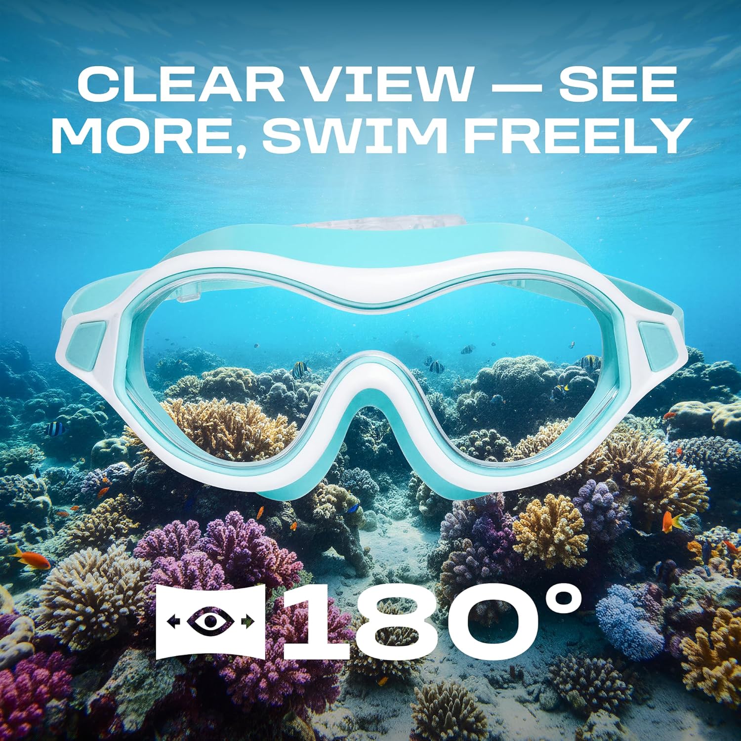 Clear'r Puddle Hopper Jr Swim Mask - Ultra-Durable Lens, 100% UVA & UVB Protection Goggles, 180° Distortion-Free Visibility