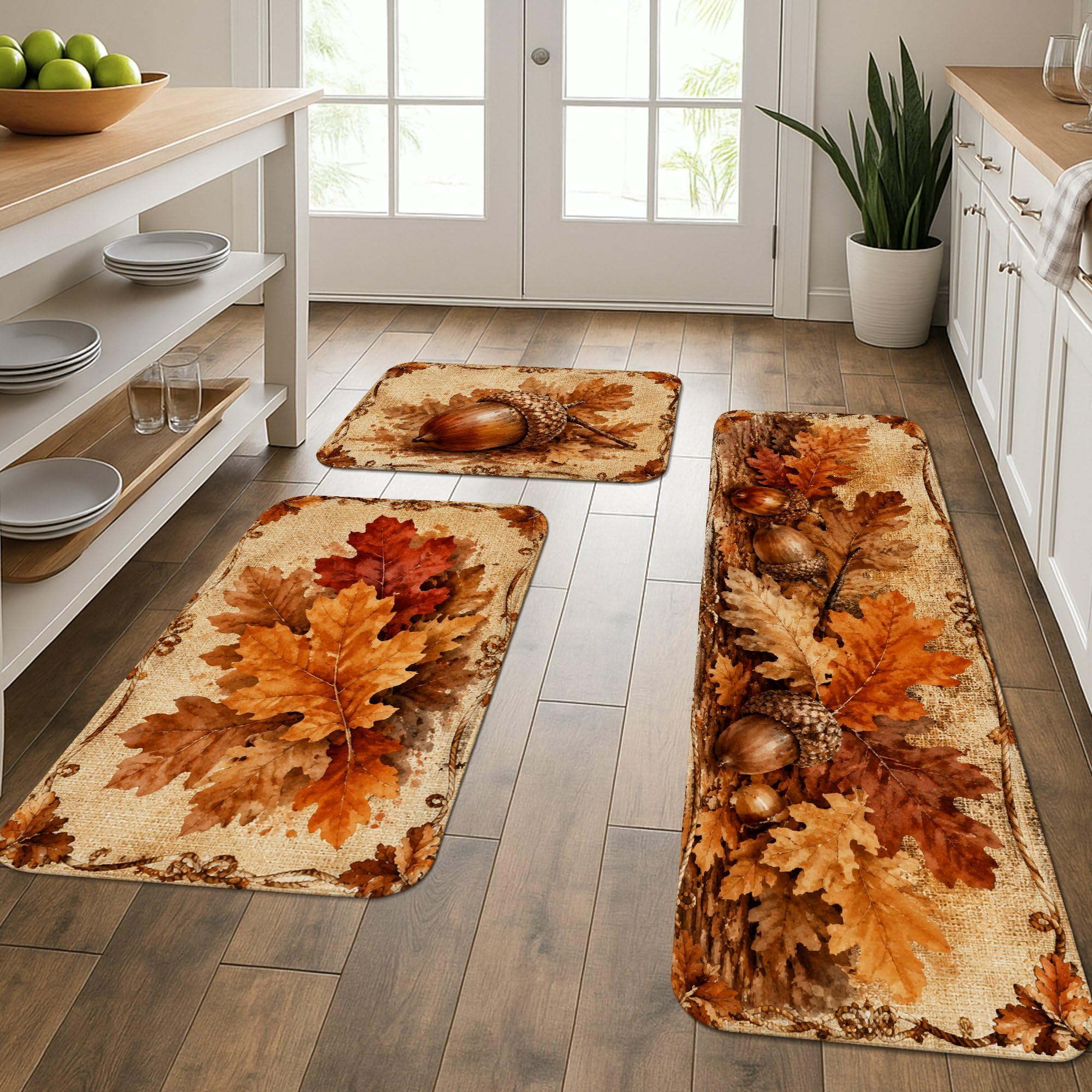 Tapis de cuisine rustique : un lot de 3 tapis doux pour sublimer votre évier et buanderie