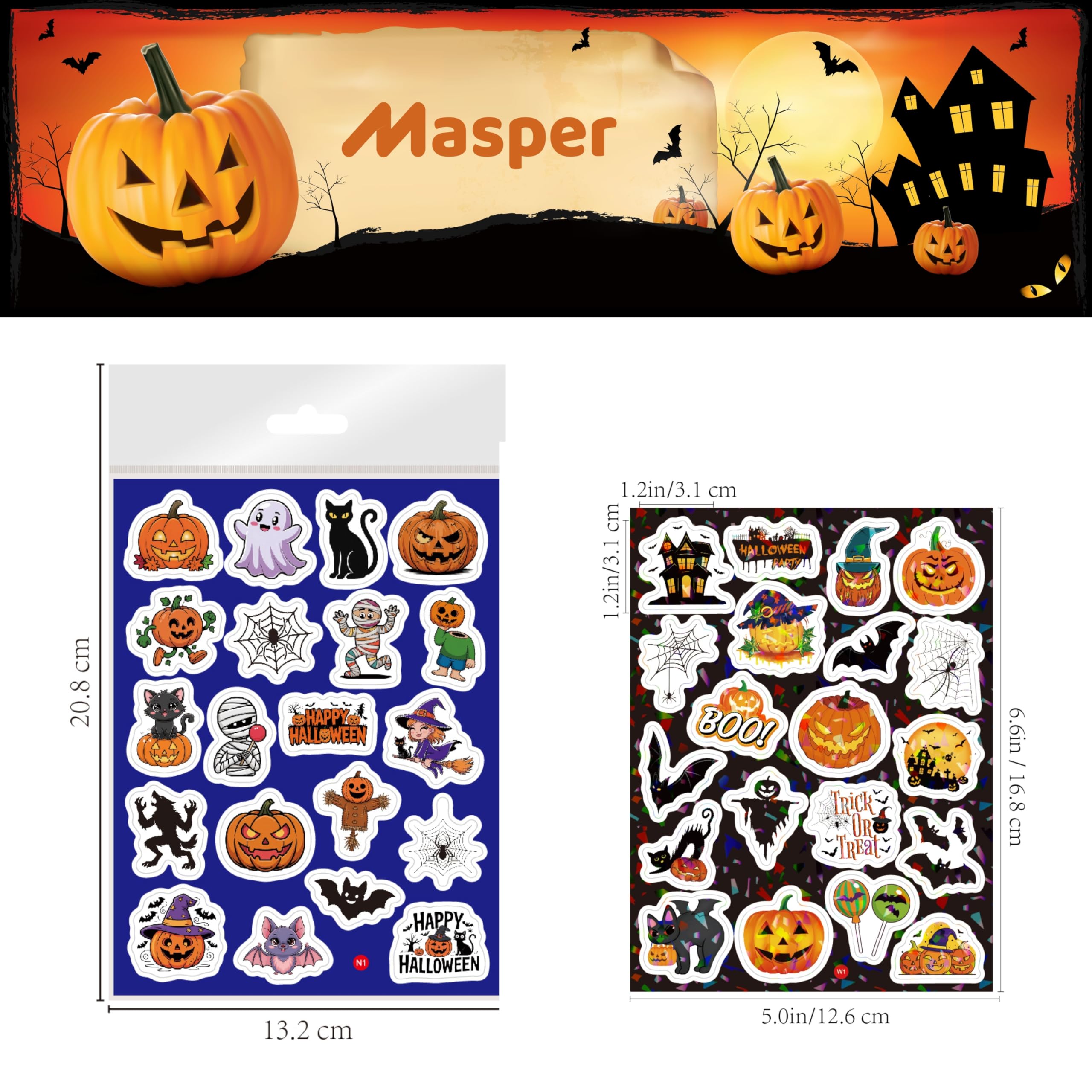 Masper Halloween Stickers, 16 Sheets/320 Unique Happy Halloween Stickers - Image 3