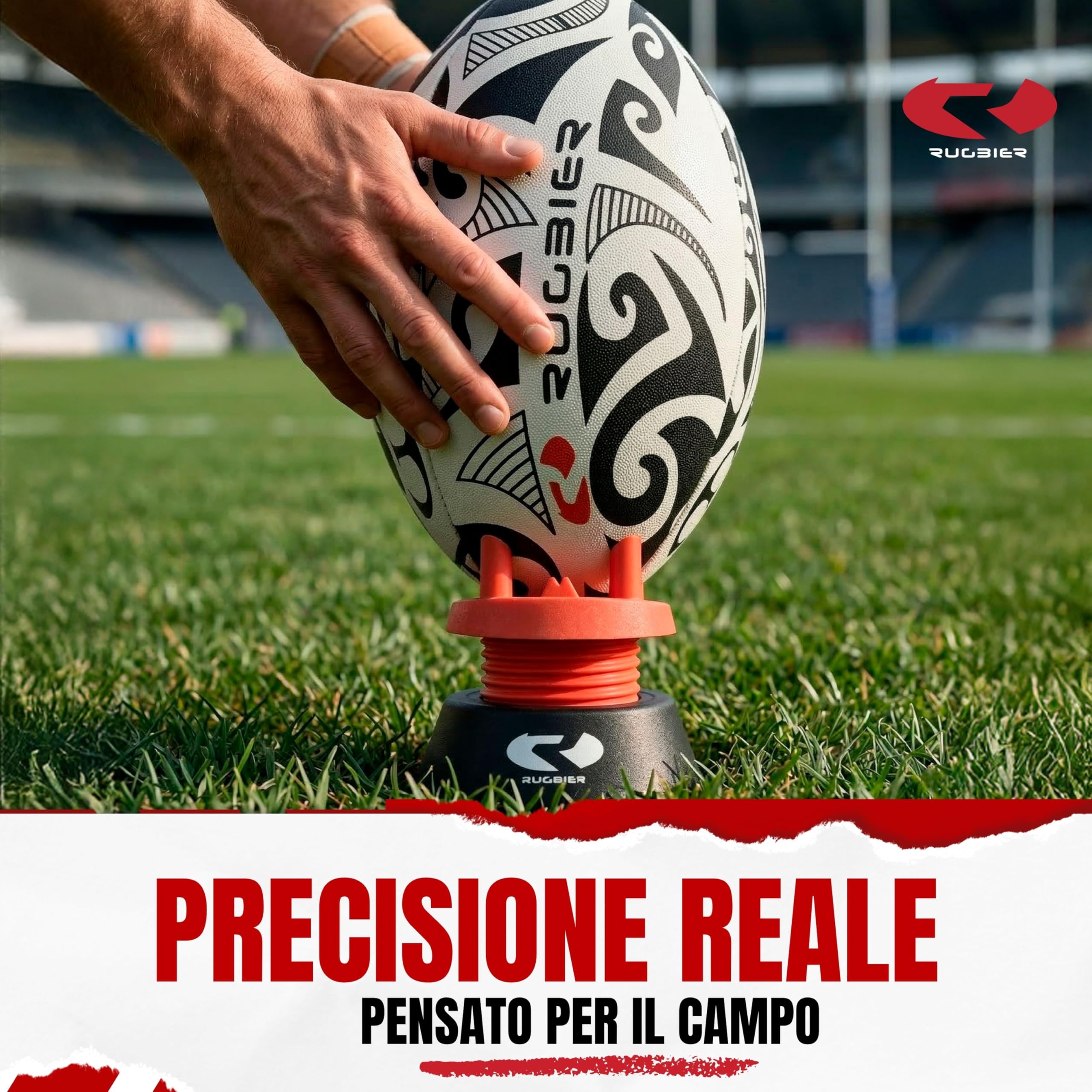 Tee da Rugby Regolabile Professionale Rosso/Nero – Supporto Calci Altezza Regolabile per Allenamento e Partita