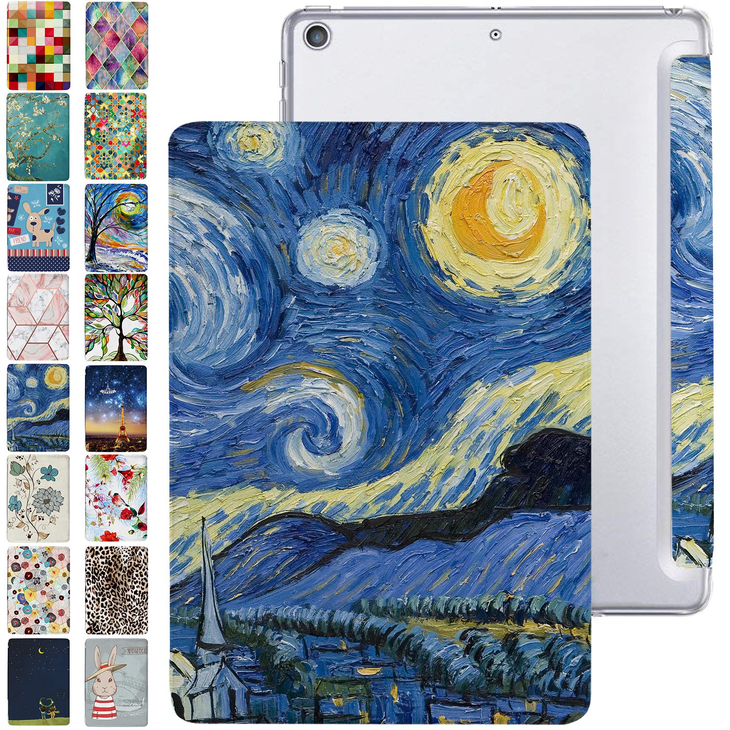 DuraSafe Cases iPad PRO 12.9 3 [ 3rd Generation 2018 ] MTHN2LL/A MTHU2LL/A MTEL2LL/A MTEM2LL/A Trifold Printed PC Lightweight Protective Clear Back Cover - Starry Night