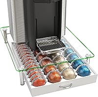 Vista 1 de DecoBrothers Cajón Organizador de Cápsulas de Vidrio Templado de Cristal Vertuo, Organizador de 28 Cápsulas Grandes o 56 Pequeñas Nespresso, Blanco