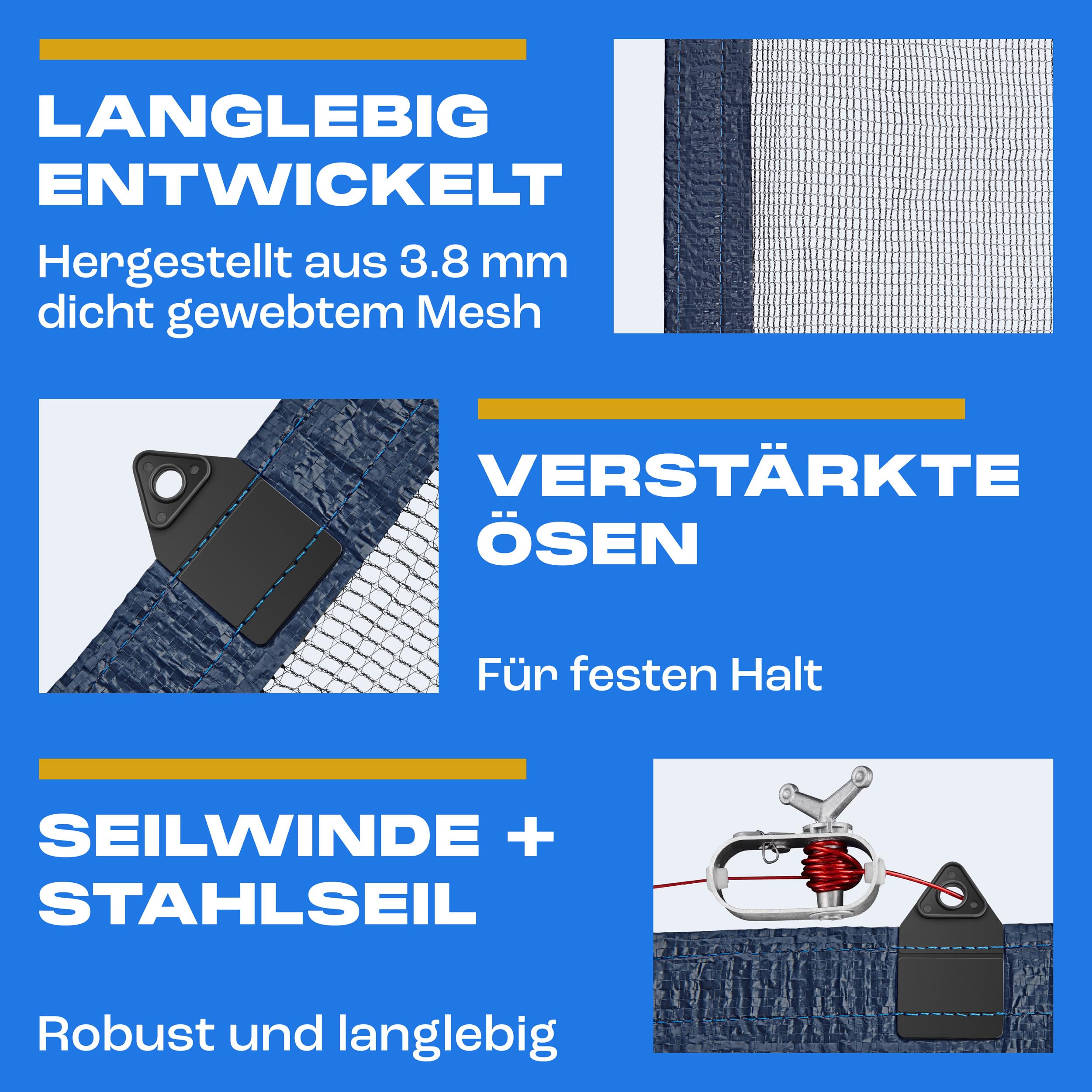 Yankee - Runde Pool Laubschutznetz 850 cm, 0,4 cm Masche, Schutznetz für Aufstellpools, hält Blätter & Schmutz fern, reißfeste Anti-Verstopfungs-Mesh
