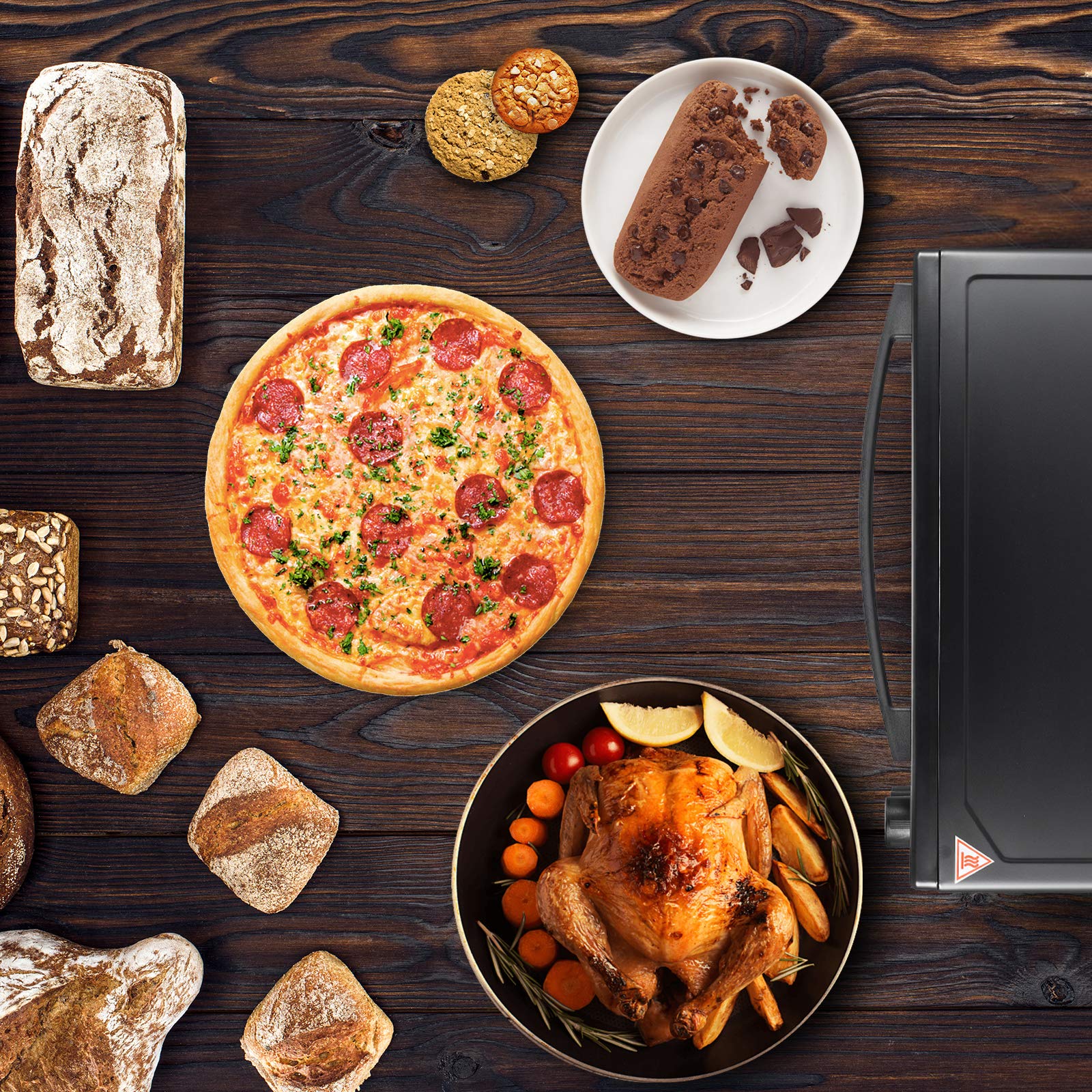 Jago® Mini Four Electrique - avec Convection, 30 Litres, 5 Modes, 100-230º, 1600W, Acier Inoxydable, Portable - Mini Foyer Chaleur Tournante, Cuisinière Posable