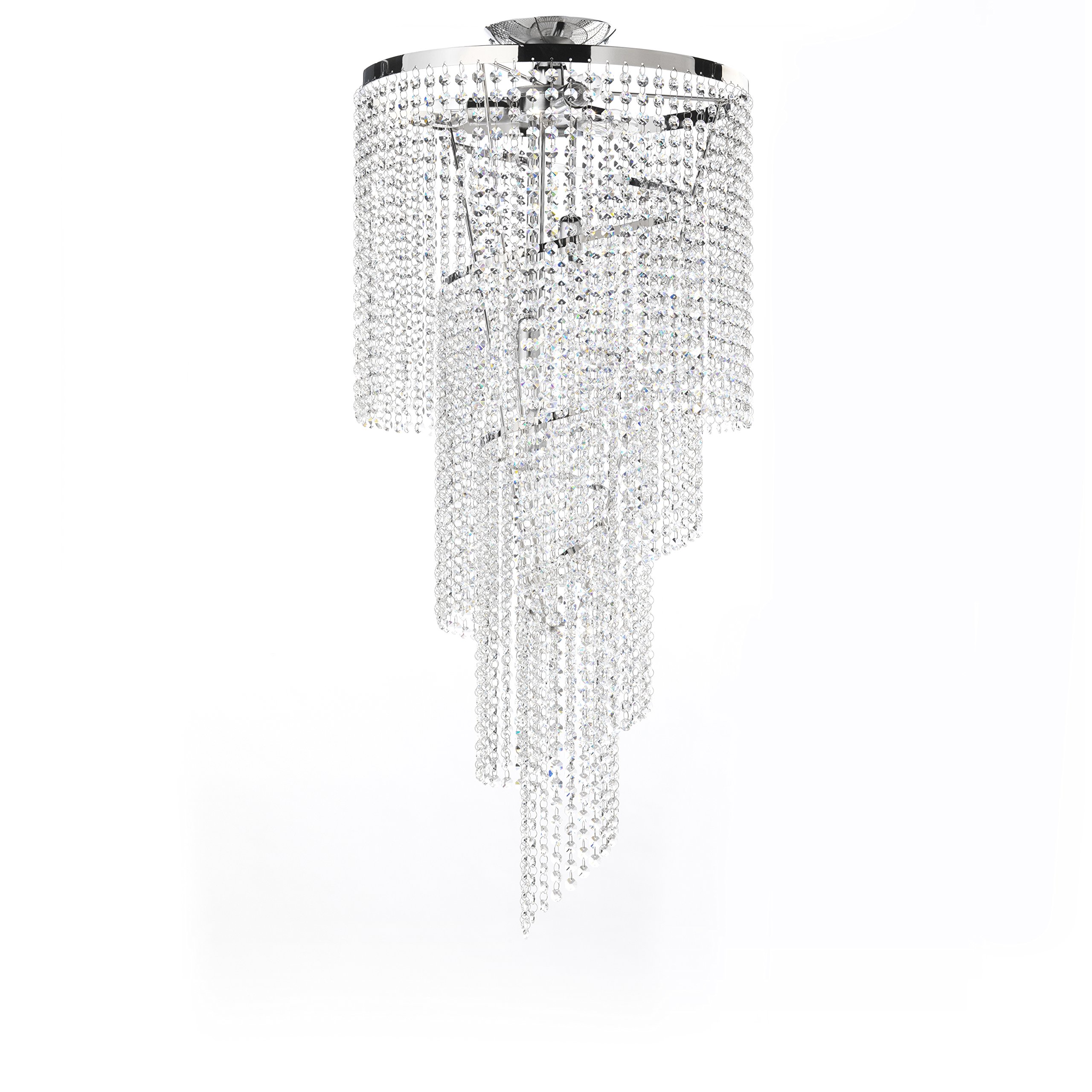 Onli Cromado Elica - Lámpara De Techo Con Cascada De Cristales Y Montura De Metal,
