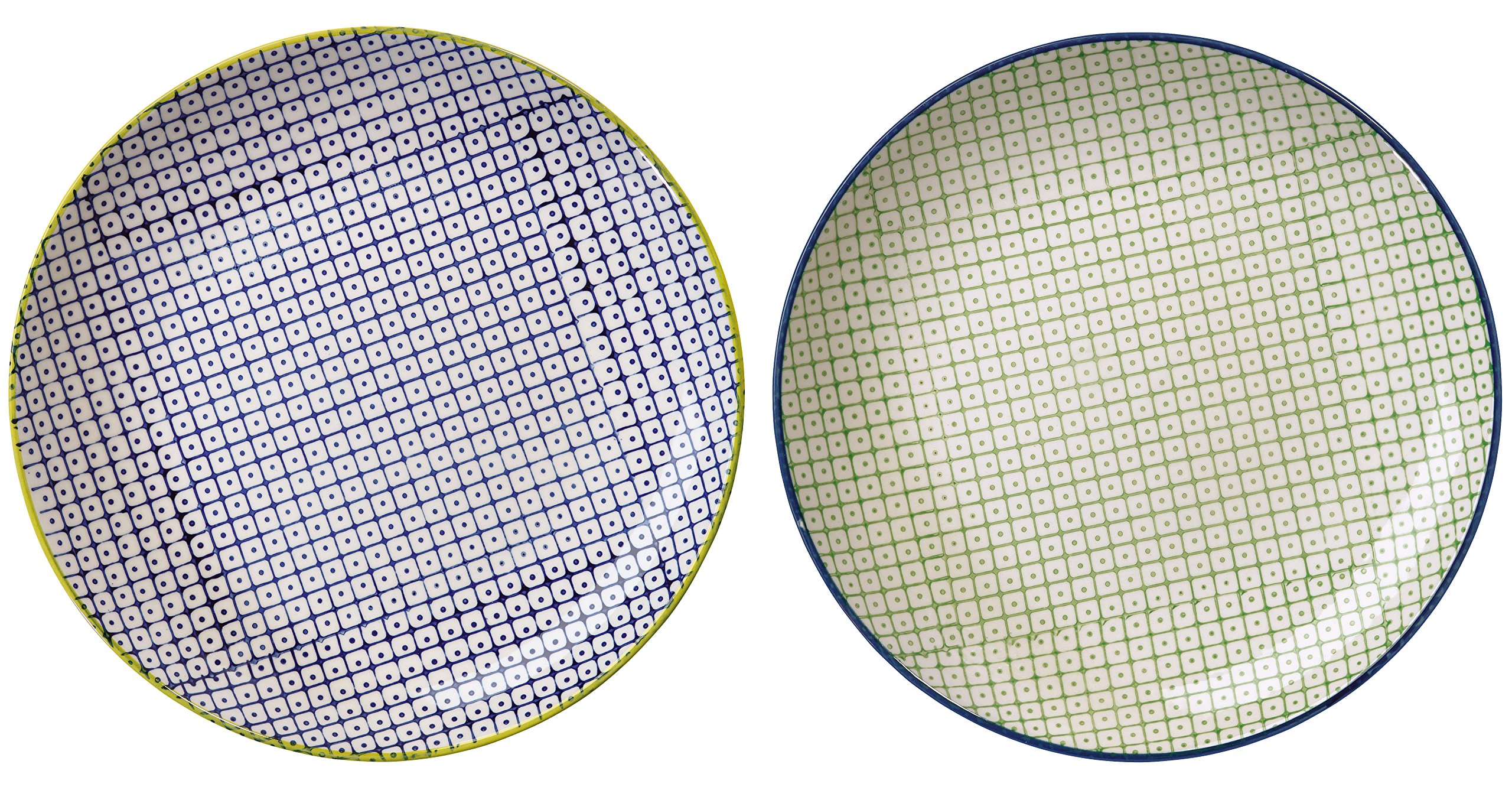 Assiettes céramique Ø 20 cm Bloomingville Carla lot de 2 bleu et vert