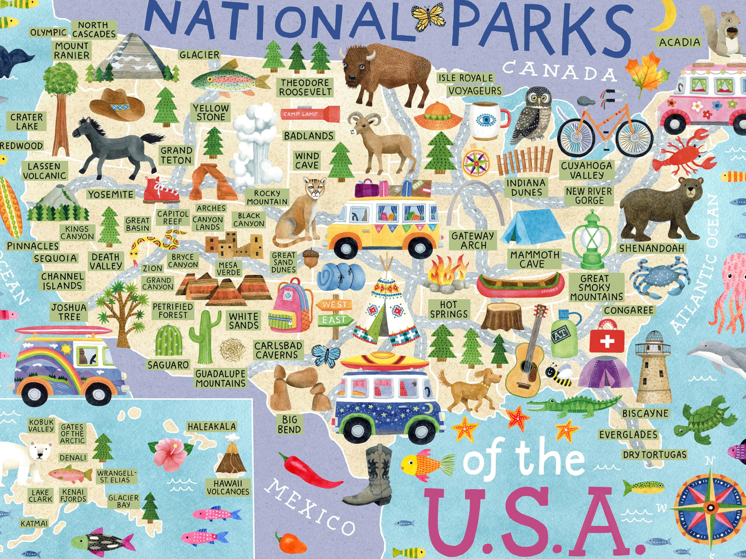Ceaco - National Parks Map - 500 Piece Jigsaw Puzzle