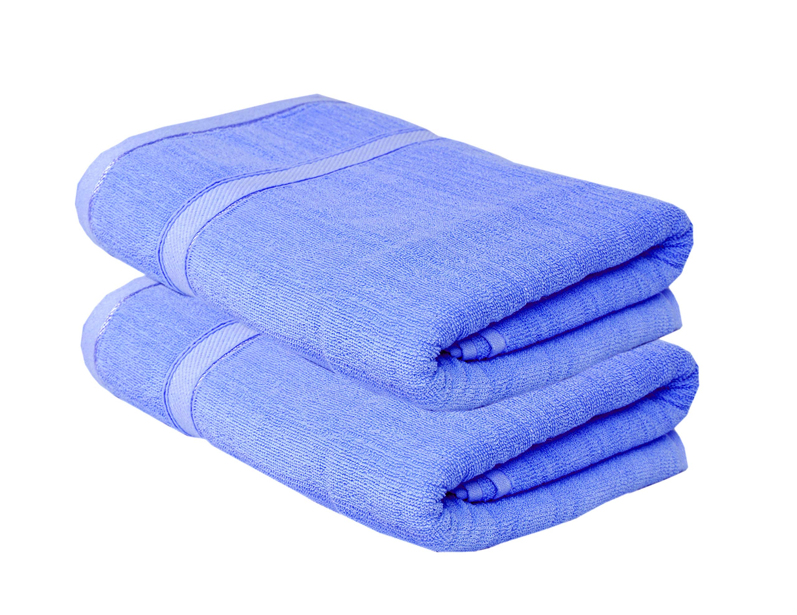 K.S. Collection Cotton Highly Absorbent Big Size 30X60 inch Bath Towels, 450GSM (Blue, 2 Piece)