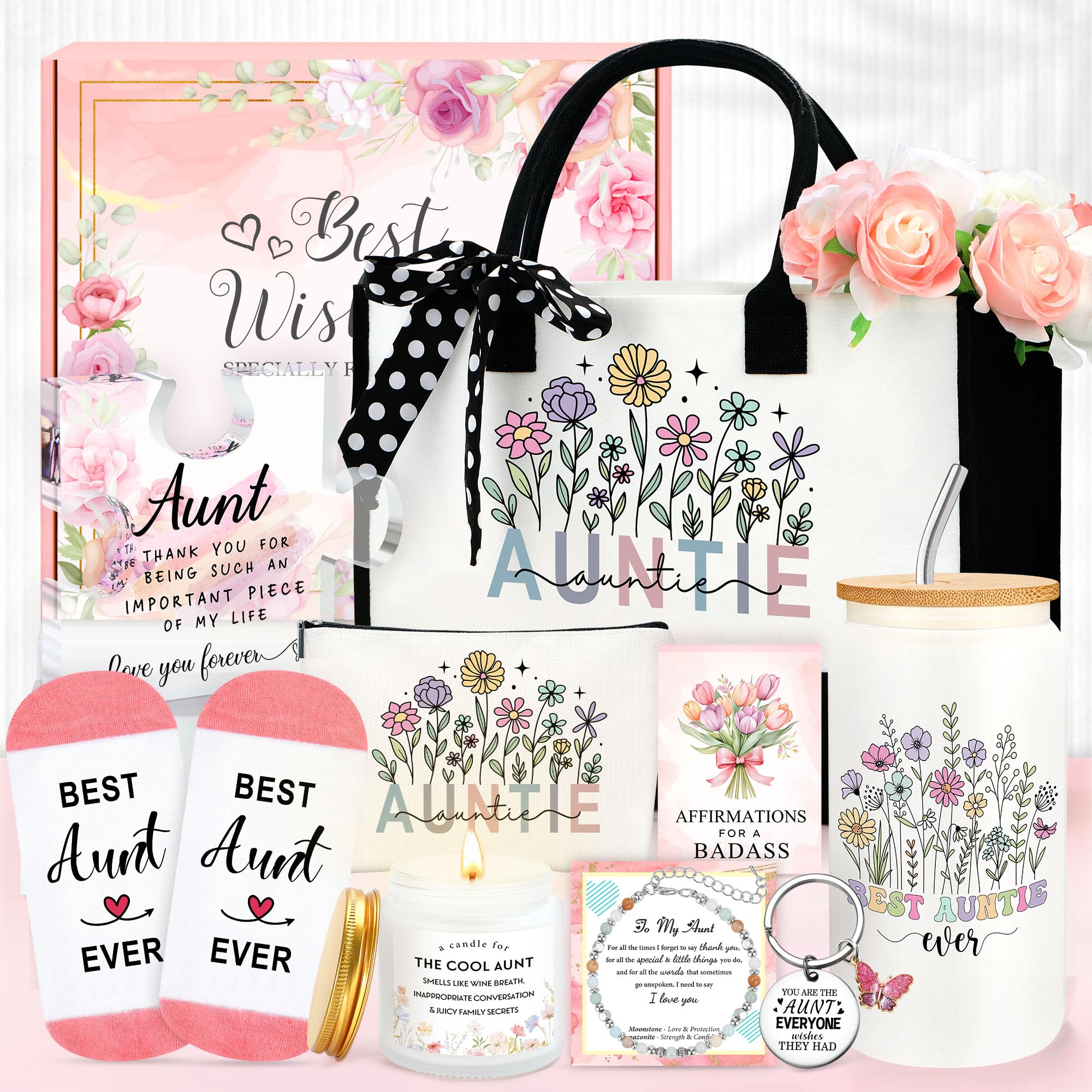 Aunt Gifts for Women Best Auntie Gift Ideas Great Aunt Birthday Gifts for Aunts from Nephew Niece Kids Funny Best Aunts Ever Gift Set Cool Favorite Auntie Club Presents for Women Who Have Everything