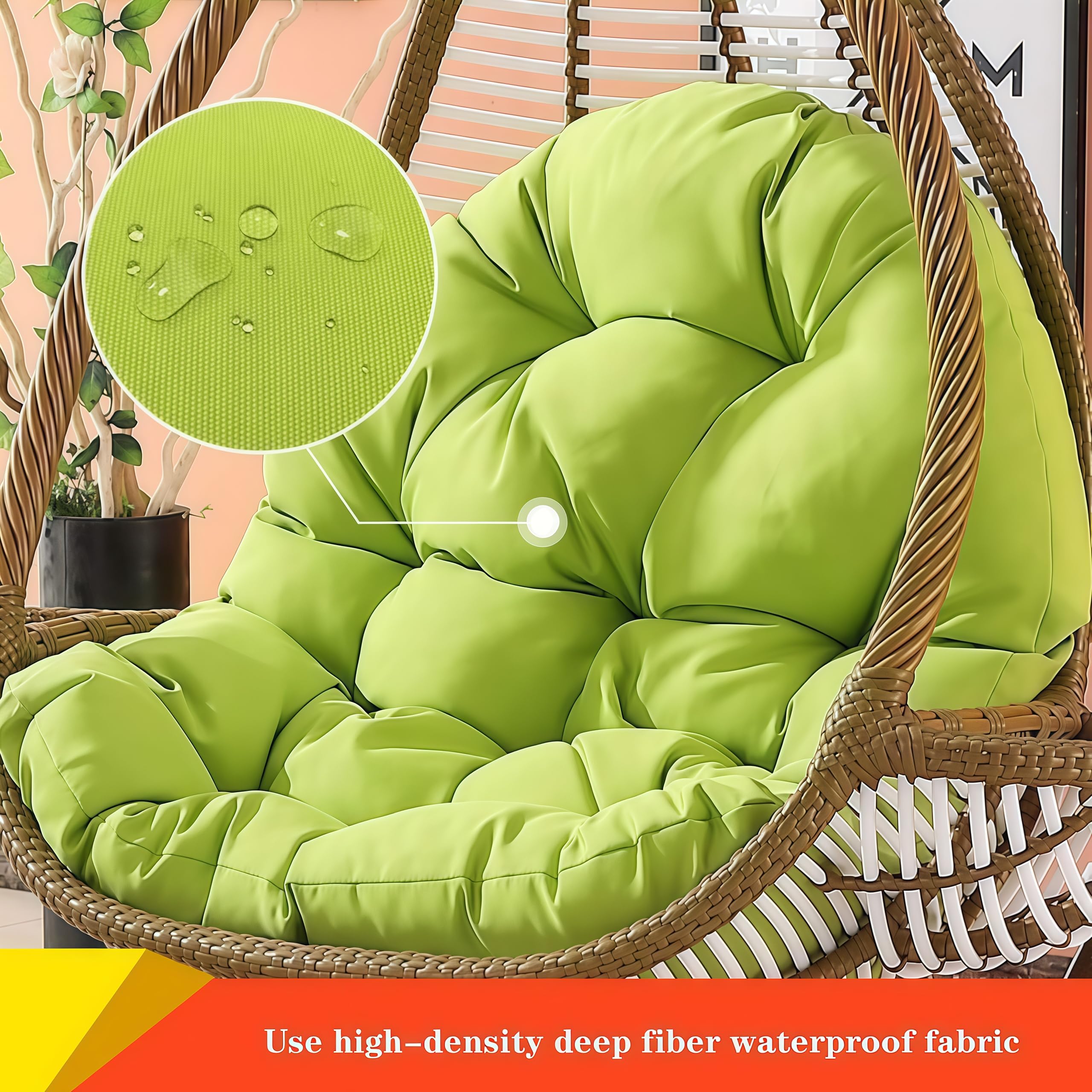 Cuscino per dondolo da giardino in rattan, comodo cuscino a forma di uovo, per esterni/interni, decorazione per mobili da giardino e patio