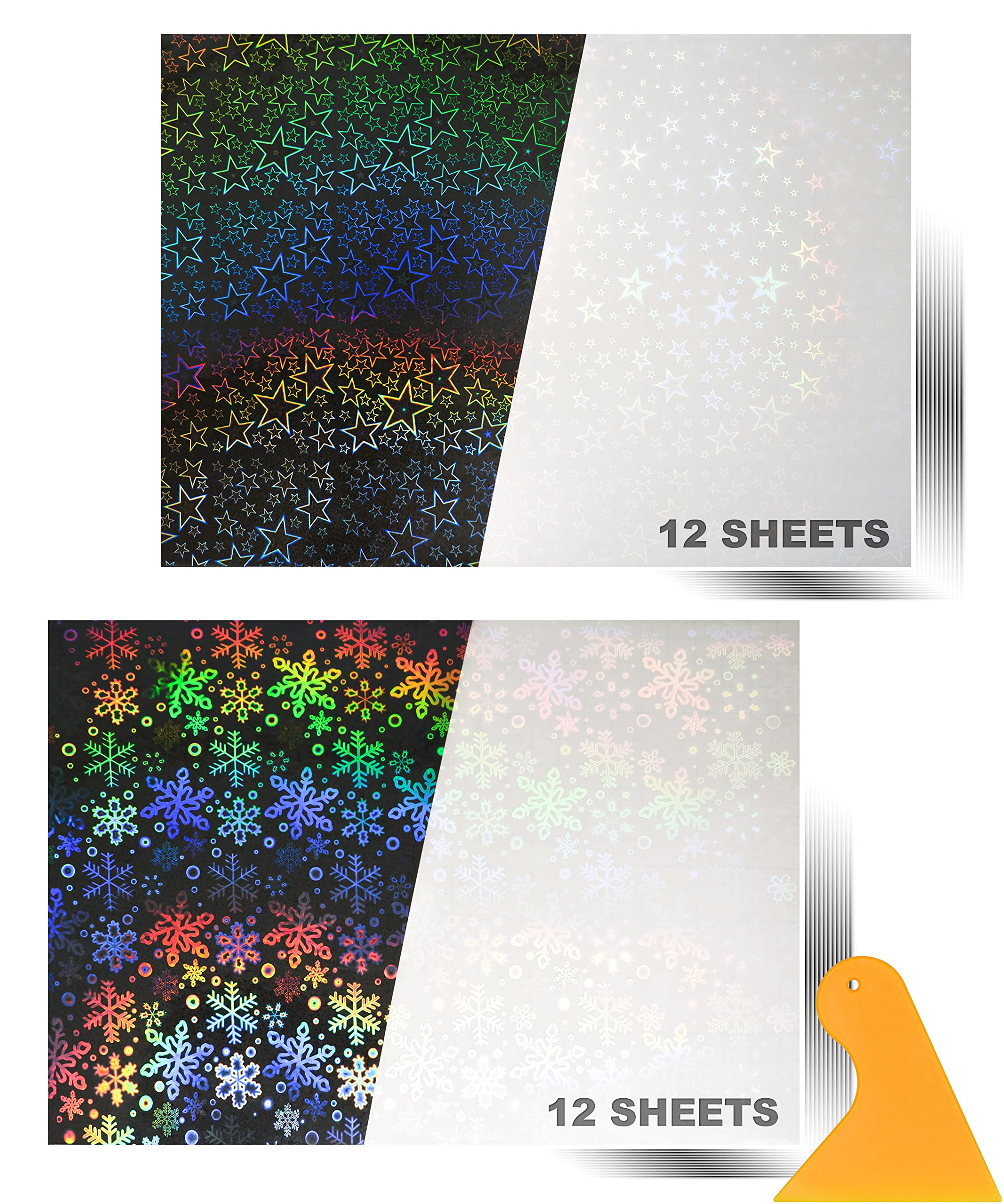 Buy 24 Sheets Holographic Laminate Sheets , Holographic Sticker Paper , Nonprintable Clear Vinyl
