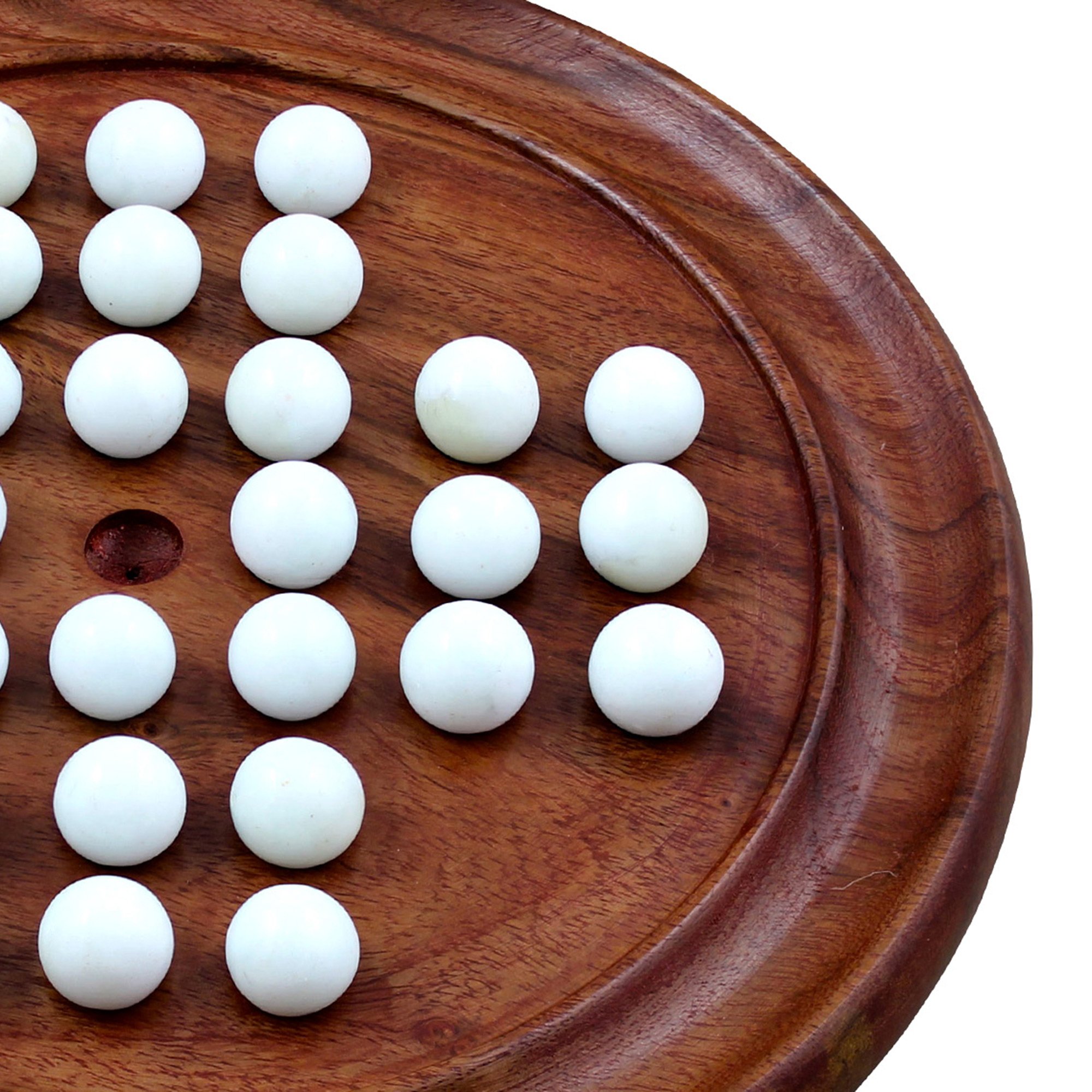 jeu de plateau du Solitaire de bois massif à la main avec des billes de voyage jeux 8,75 pouces - Cadeaux de Noël