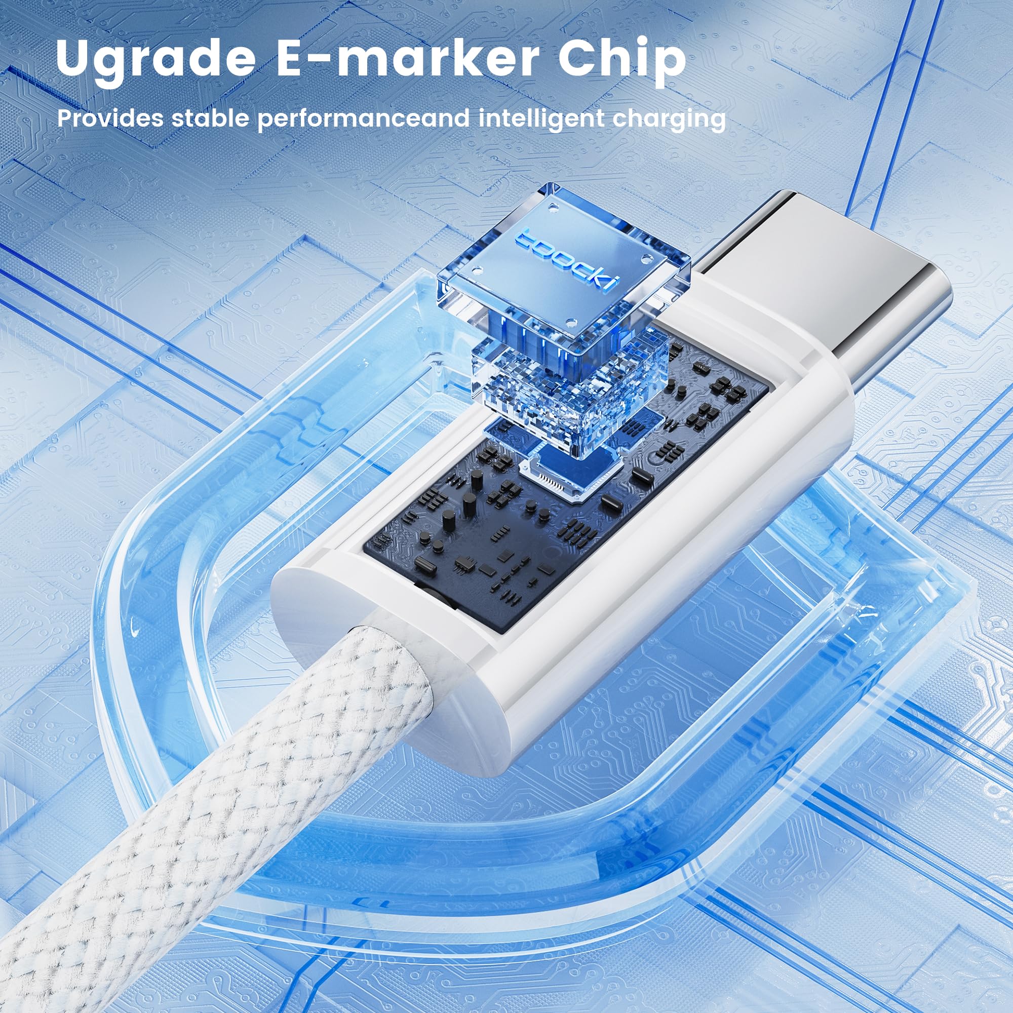 toocki kabel USB C, [2 sztuki 2 m] kabel USB C do ładowania, nylonowy kabel do szybkiego ładowania iPhone 16 15 Pro Max, Samsung S24 S23 Note 10, Huawei P60