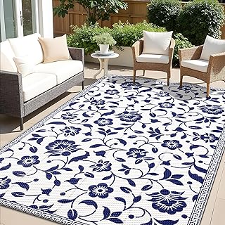 OLANLY Waterproof Outdoor Rug 5x8 ft, Outdoor Plastic Straw Rug with Flo...