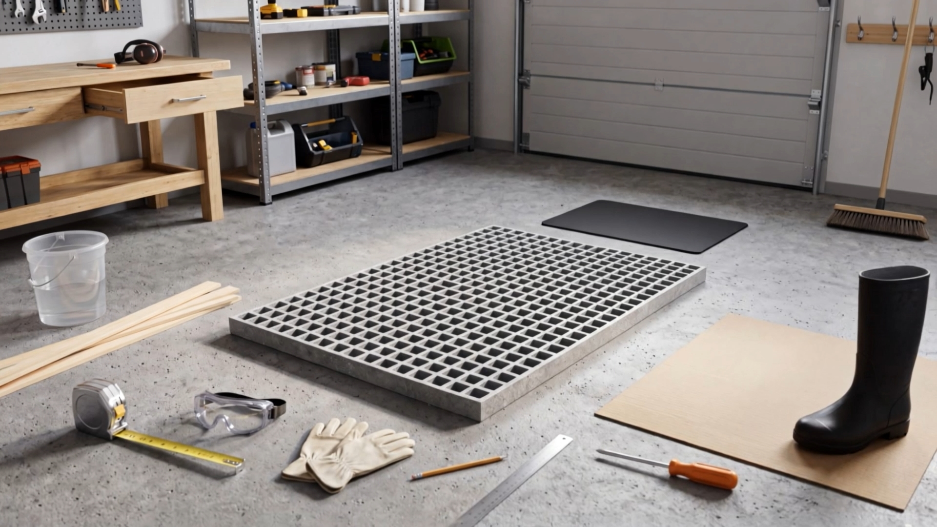 Image of Cinnvoice 1 Pcs Fiberglass Molded Grating, Non-Slip Frp Bar Grate Panel 1.5 inch Square Open Mesh Industrial Grating for Floor, Platform, Deck, Drain Trench, Car Wash (24 x 24 x 1.5 Inches,Grey)