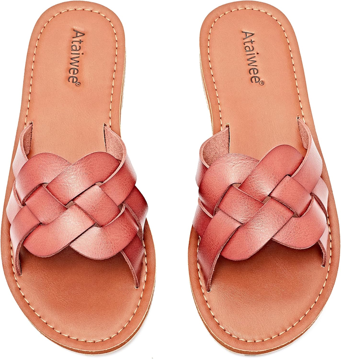 Ataiwee Women’s Flat Slide Sandals – Fashion Slip On Flat Summer Shoes.