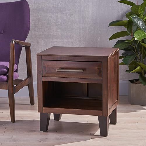 Miniatura 5 de GLENDORA rústico acacia de grano natural baúl de madera Mesita de noche