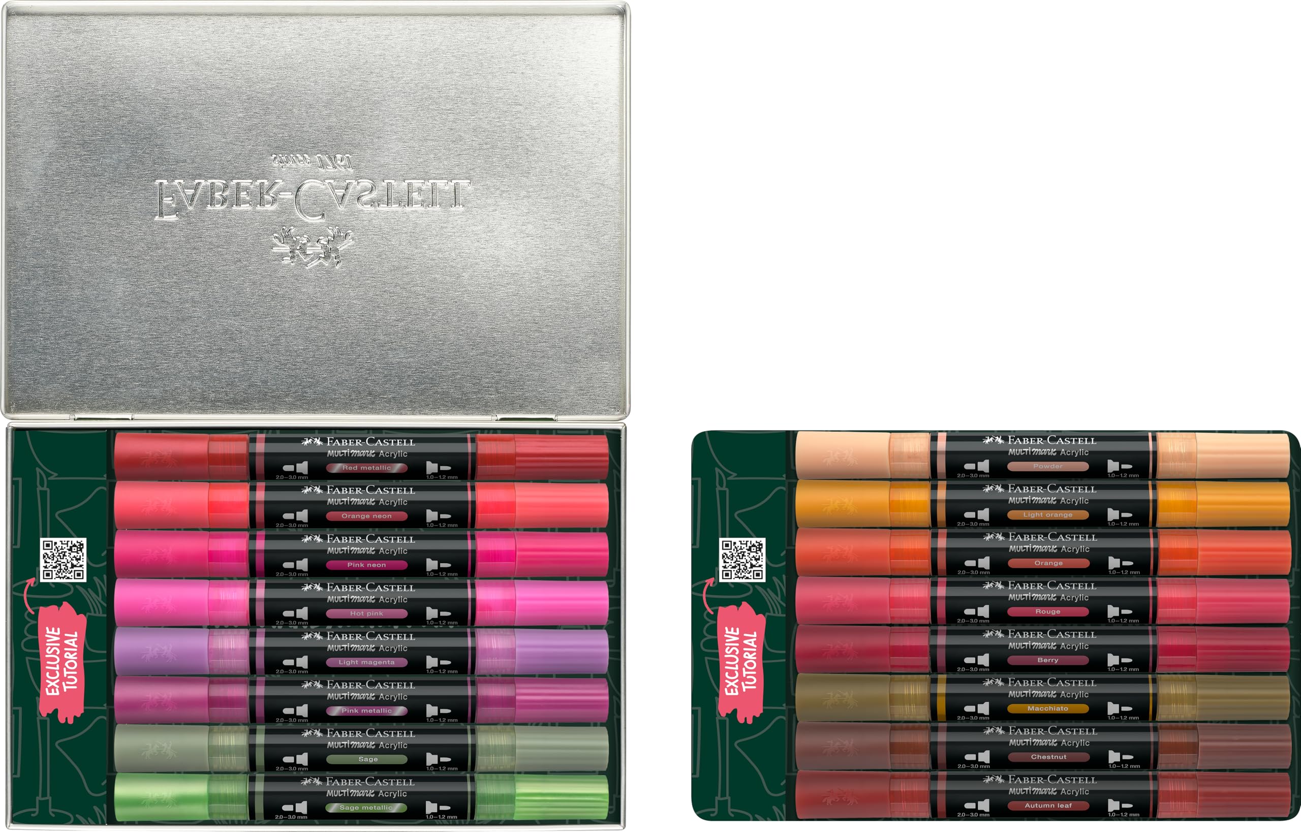 FABER-CASTELL - zestaw markerów akrylowych Multimark, 16 kolorów | 16 markerów akrylowych z podwójną końcówką, wodoodpornych i szybkoschnących
