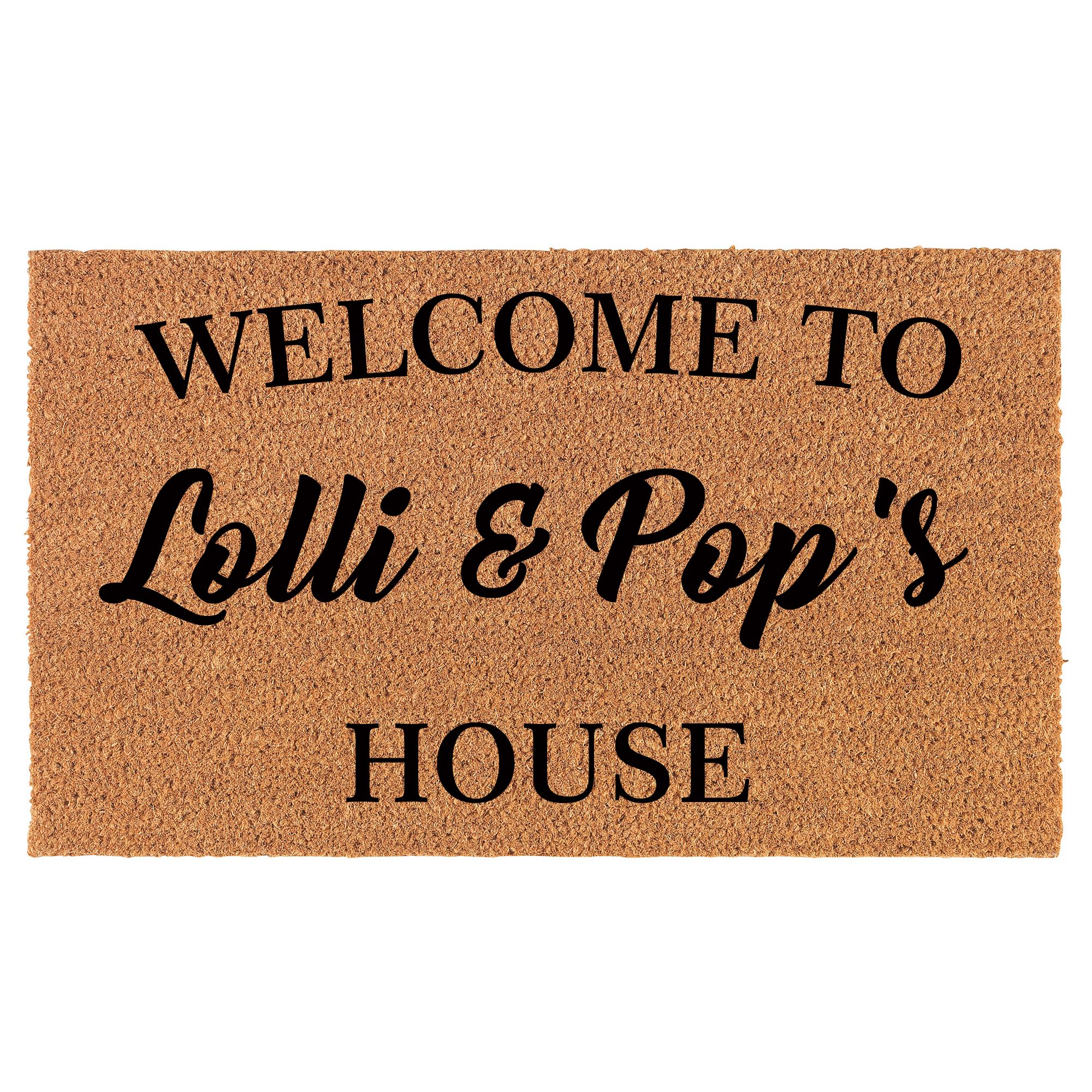 STUEJW Welcome Doormat Door Mat Gift Welcome to Lolli and Pop's House Grandma Grandpa Grandparents Grandmother Grandfather 16x24 inch
