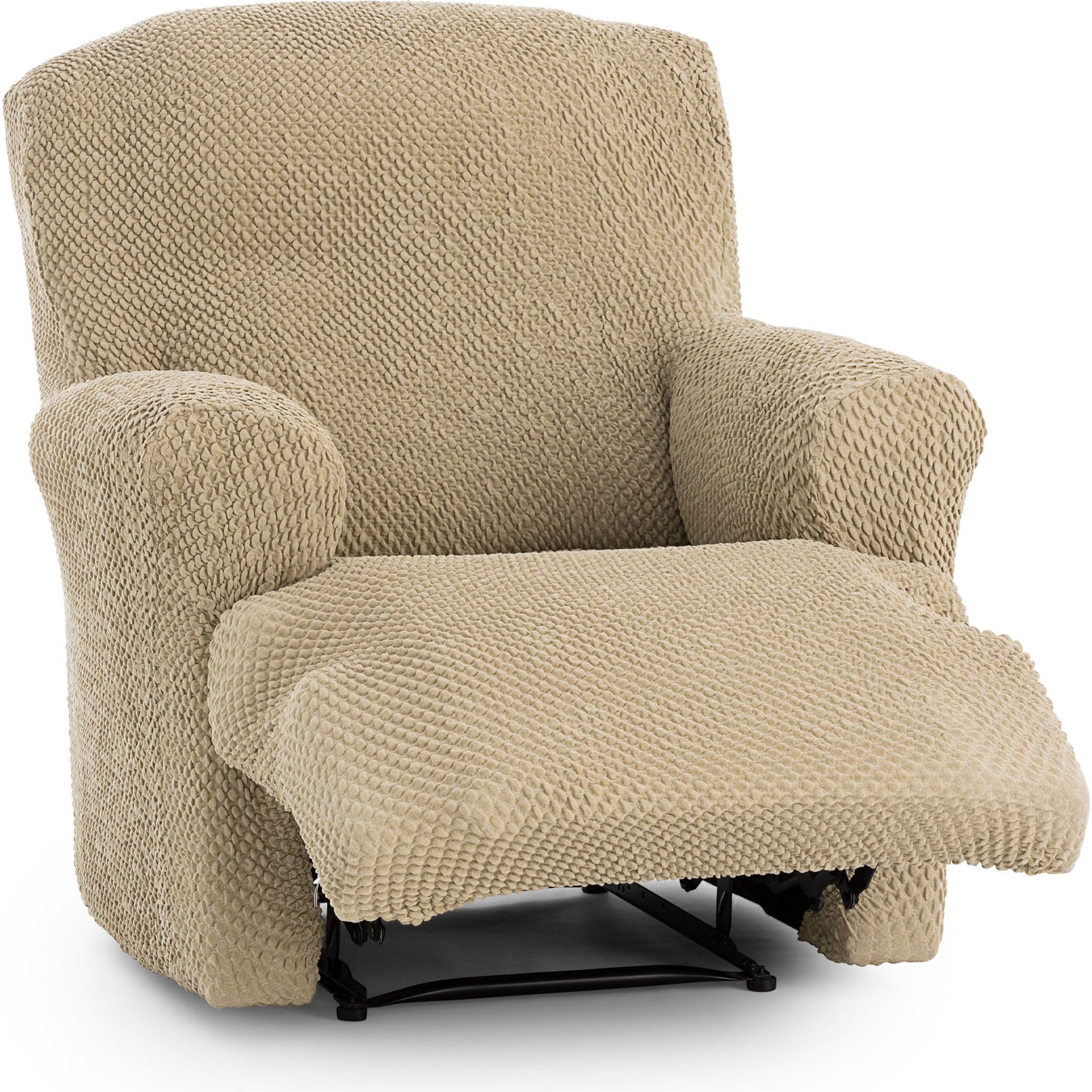 ECOMMERC3 Universal and Versatile Sofa Cover for 1 Seater Feet Together Relax – Beige Sofa Cover Protector Easy to Install for Back, Seat and Arms
