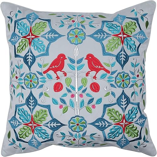 Pillow Perfect Almohada decorativa de copos de nieve y bayas, 20 pulgadas, multicolor