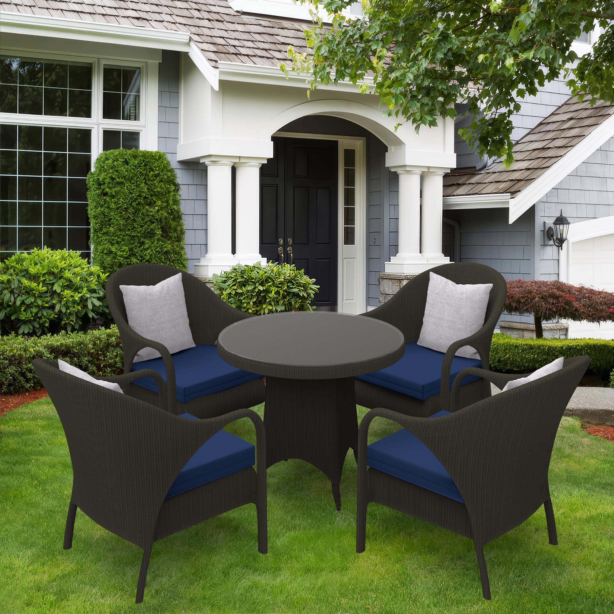 Set Di 4 Cuscini Da Esterno WOLKI 47x40x7,6 Cm, Impermeabili, Con Cinghie, Per Sedie Da Giardino E Patio, Colore Verde - 2