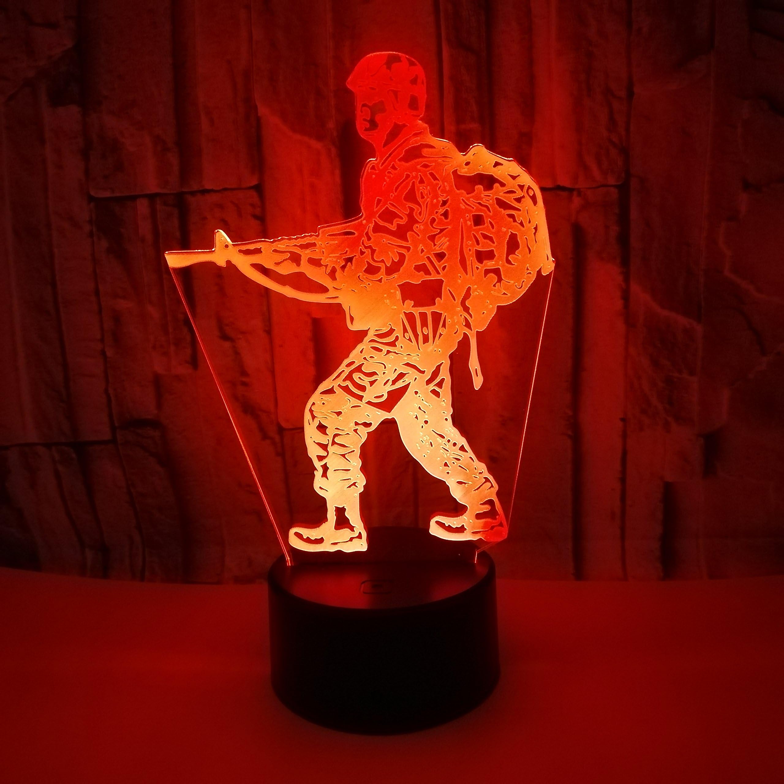 Soldier2 3D Optical Illusion LED 7 Colors Touch Table Desk Lamp Gift For Festivals