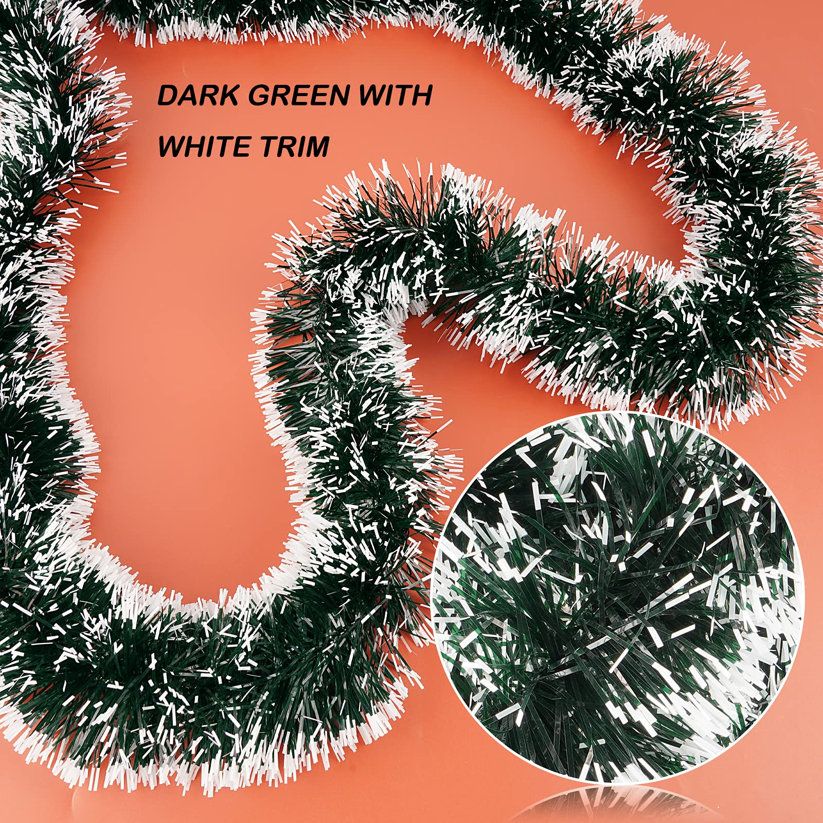 Guirlande Tinsel Vert Foncé - 6x2m Pour Déco Noël, Mariage, Anniversaire - Arbre, Couronne, Fête