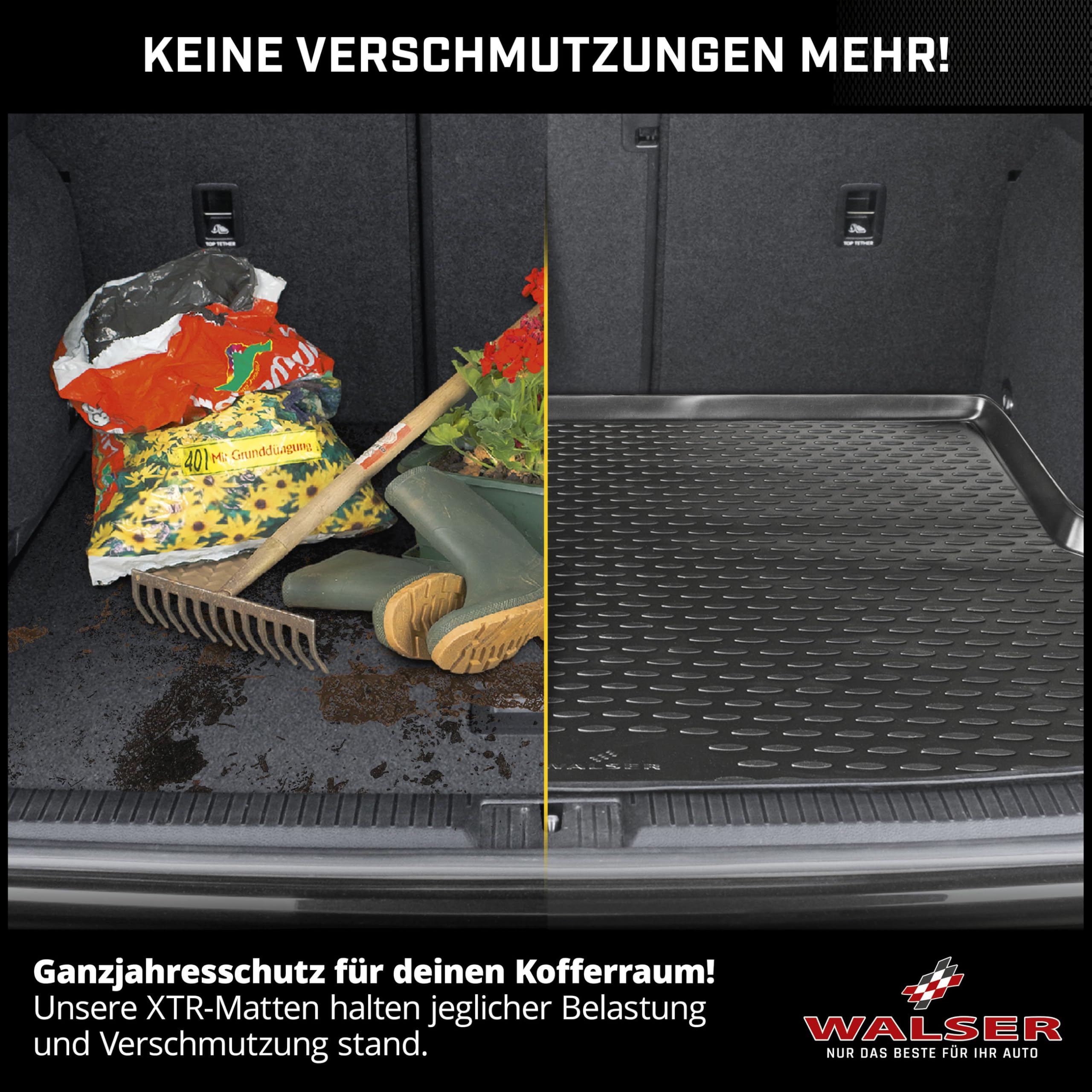 WALSER XTR Kofferraumwanne für Peugeot 3008 SUV oberer Ladeboden 2016-Heute, 100% passgenaue Antirutschmatte Auto, Gummimatte Auto, Kofferraum Schutzmatte, Auto Gummimatten