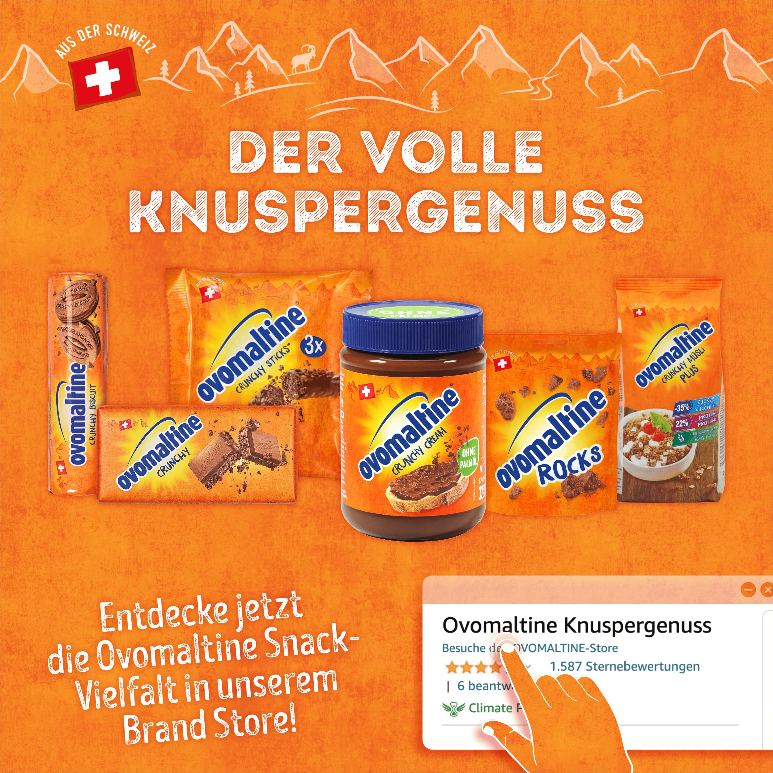Ovomaltine Kakao-Pulver Tassenportion in Beuteln mit dem einzigartigen Geschmack nach Malz und hochwertigem Cacao, nachhaltig - einzeln verpackt für heiße Schokolade (100 x 18g)