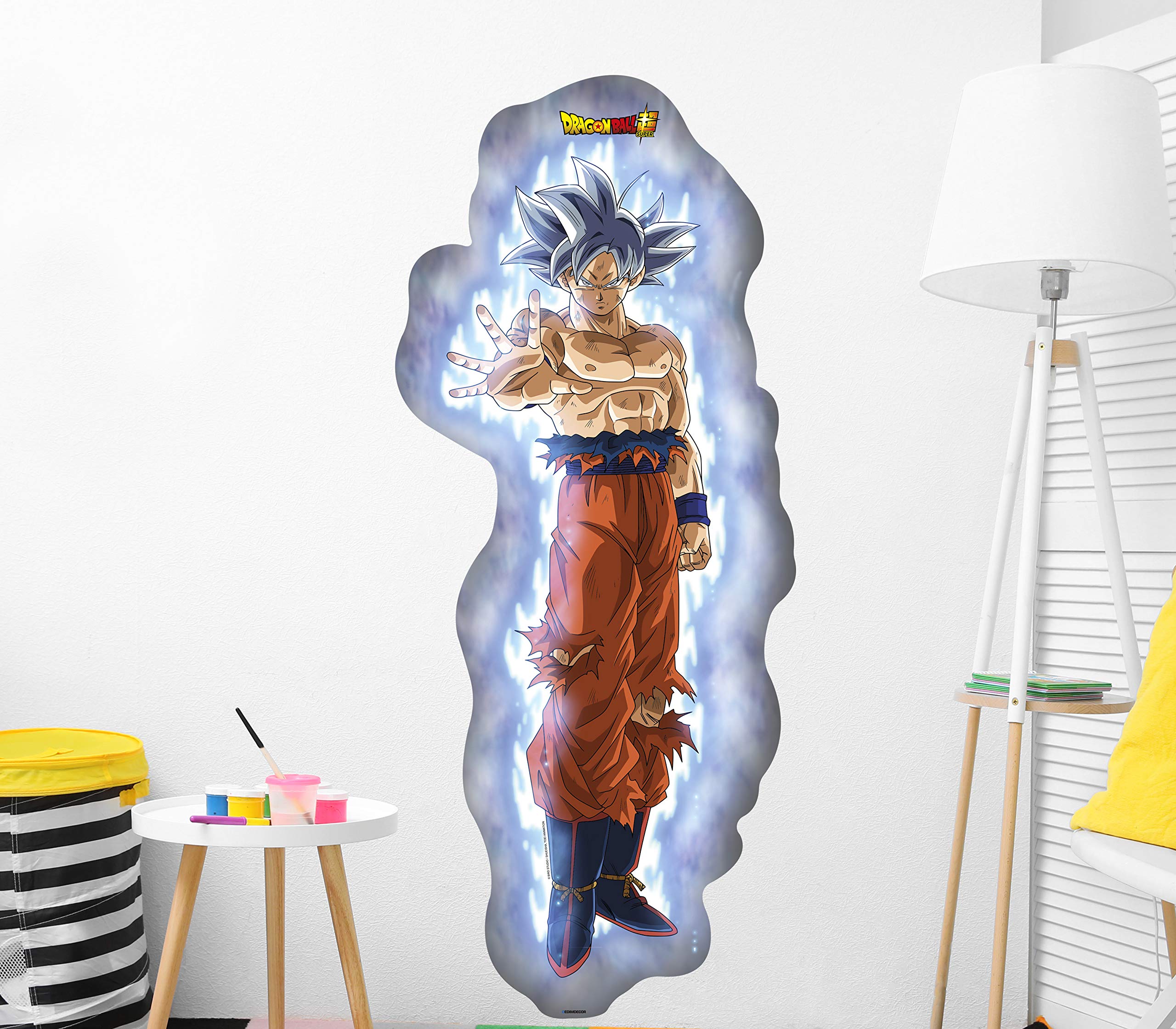 Vinyle mural taille réelle Dragon Ball Super Goku Super Sayan Produit officiel – Plusieurs dimensions – Vinyle pour murs – Produit original – Vinyle adhésif mural – Décoration maison – DBS 55x130cm