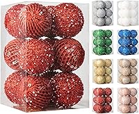 Vista 12 de Adornos de bola de Navidad de 3.15 pulgadas, con purpurina inastillable, adornos para árbol de Navidad, bolas colgantes de Navidad, decoraciones