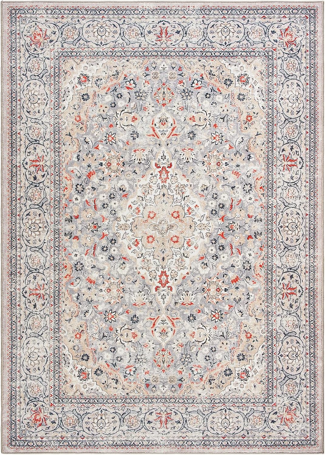 Washable Rug 4x6, Beige Area Rugs Non Slip, Indoor Low Pile Carpet with Rubber Backing for Living Room Kitchen Bathroom Entryway Office Bedroom - Image 7