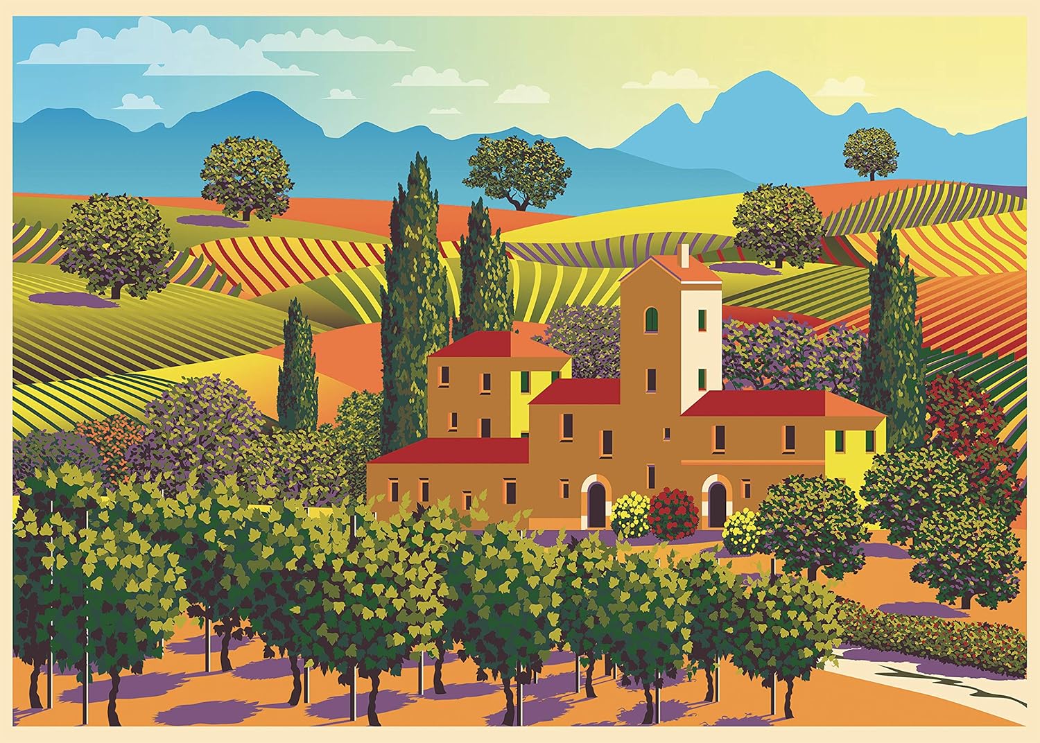 Colorcraft Puzzles - Tuscan Hills - 1000 Piece Jigsaw Puzzle - Themed Collections - Premium Puzzles for Adults - Bonus Poster Included - 27" x 19" (70 cm x 50 cm)