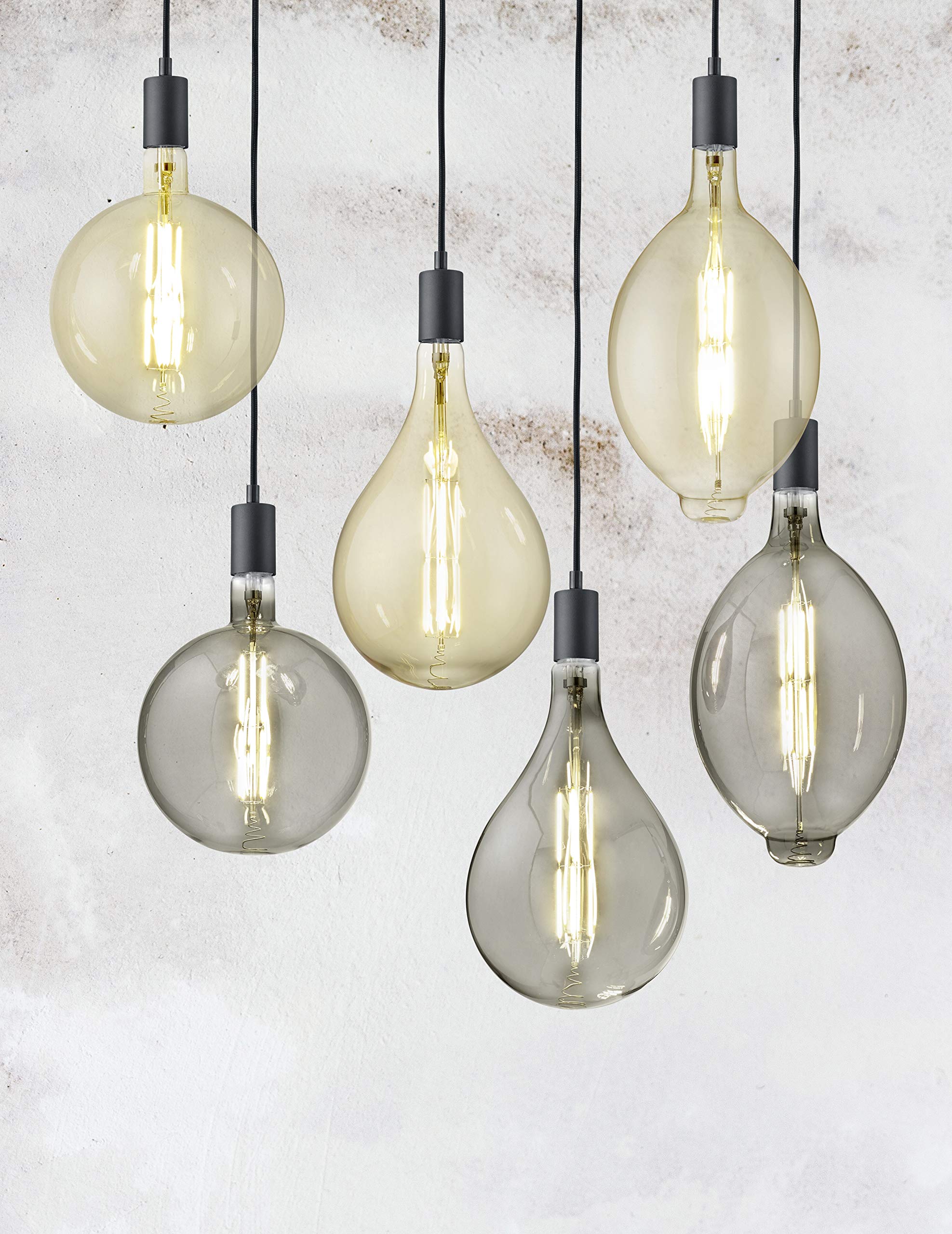 Trio Leuchten LED Glas Filament Leuchtmittel, Glas grau getönt, E27 Fassung, 8 Watt, 2700 Kelvin, 260 Lumen, 907-854