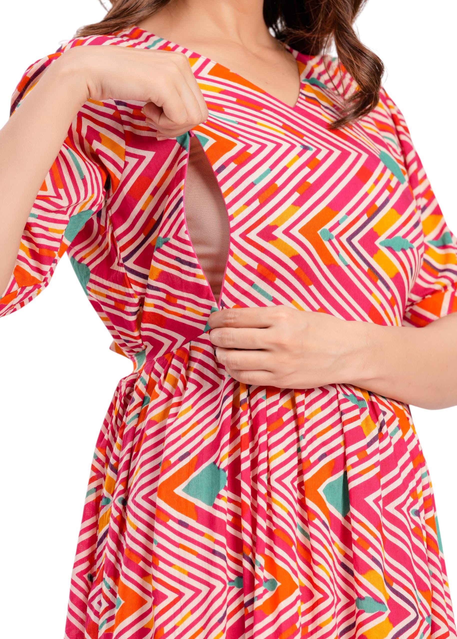 JAIPURFAME Stylish Women's Pure Cotton All Over Printed Kurti Gown, Maternity Dress, and Feeding Dress – Comfortable and Elegant Maternity Wear for Women-picture-12