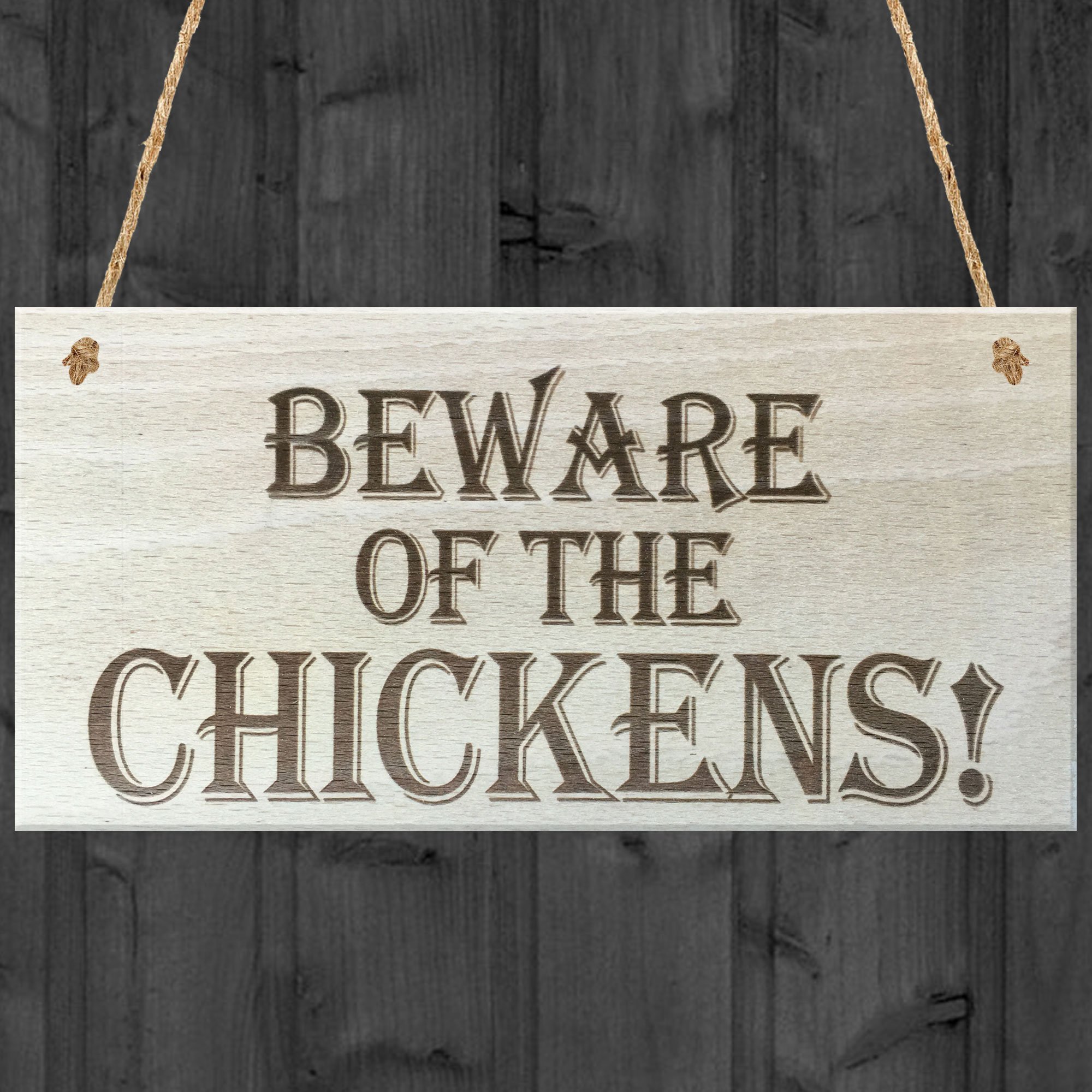 Red Ocean Beware Of The Chickens Wooden Hanging Shabby Chic Plaque Chicken Farmer Coop Gift