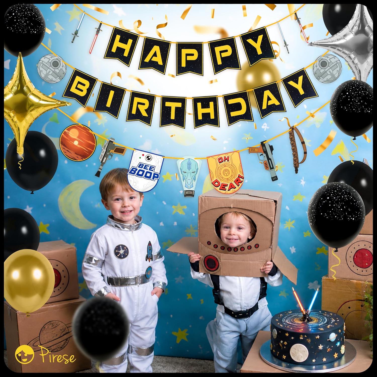Pirese Galaxy Birthday Decorations, Galaxy Party Decorations Banner Kit