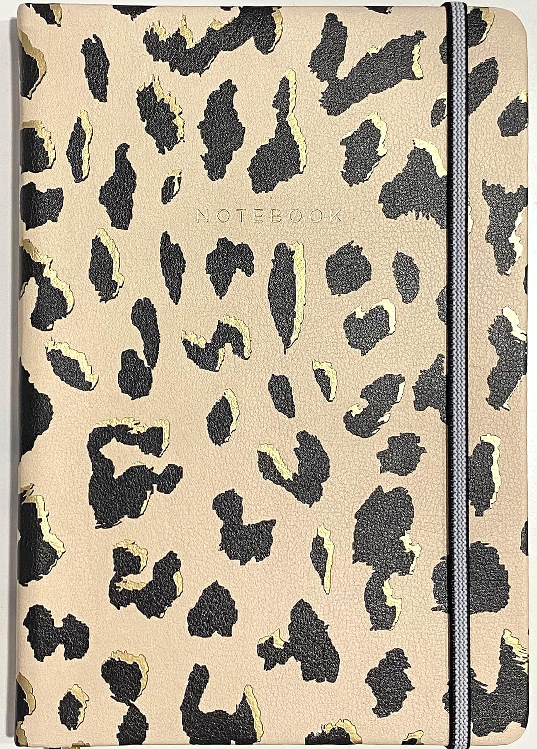 Eccolo Medium Lined Journal Notebook, Hardbound Cover, A5 Writing Journal, 256 Ruled Ivory Pages, Elastic Band, 2 Ribbon Bookmarks, Lay Flat, Notebook for Work or School, Cheetah (5.75-x-8.25 inches)