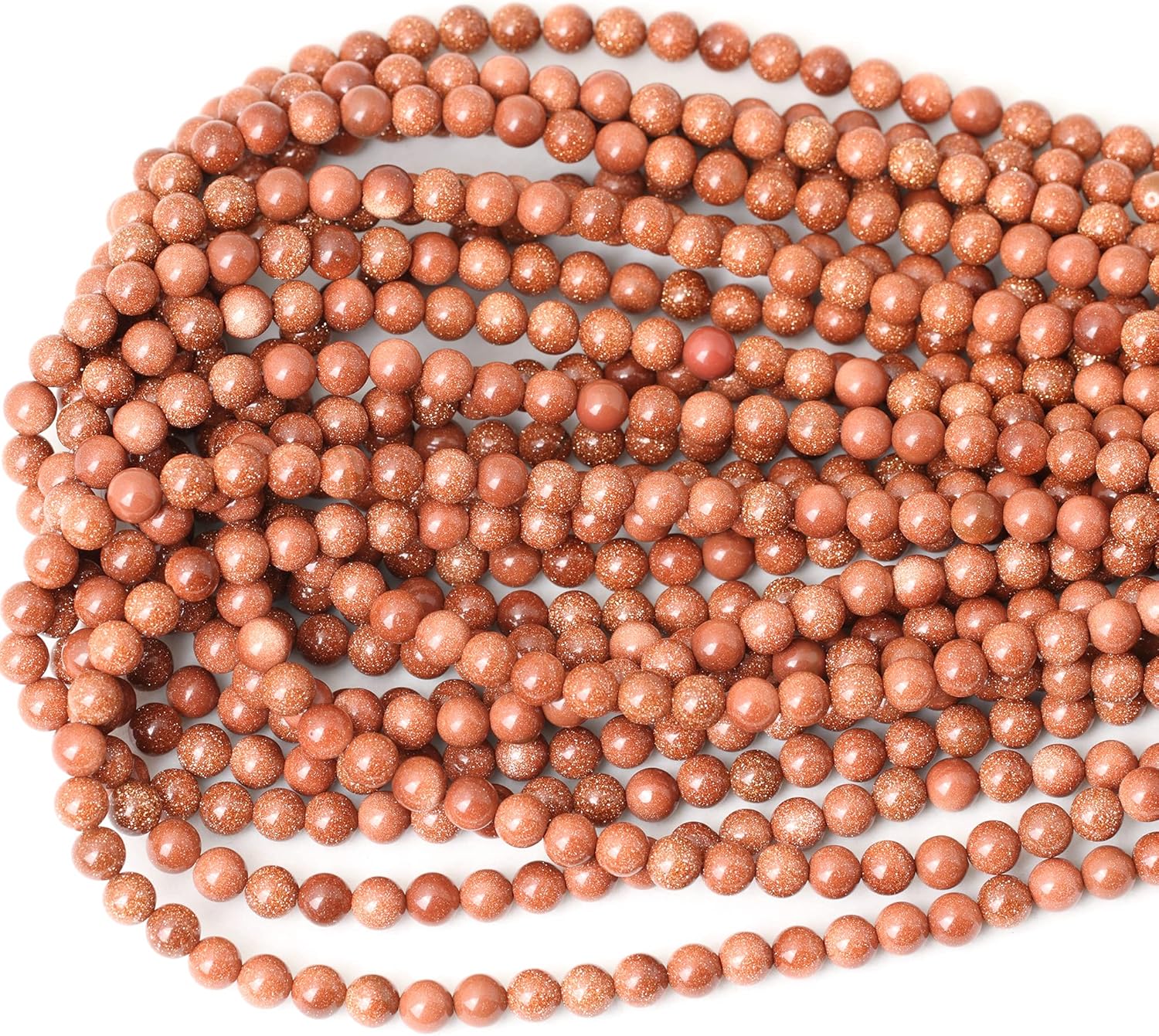 60PCS 6mm Gold Sandstone Gemstone Round Loose Beads for Jewelry Making 1 Strand 15" - Image 3