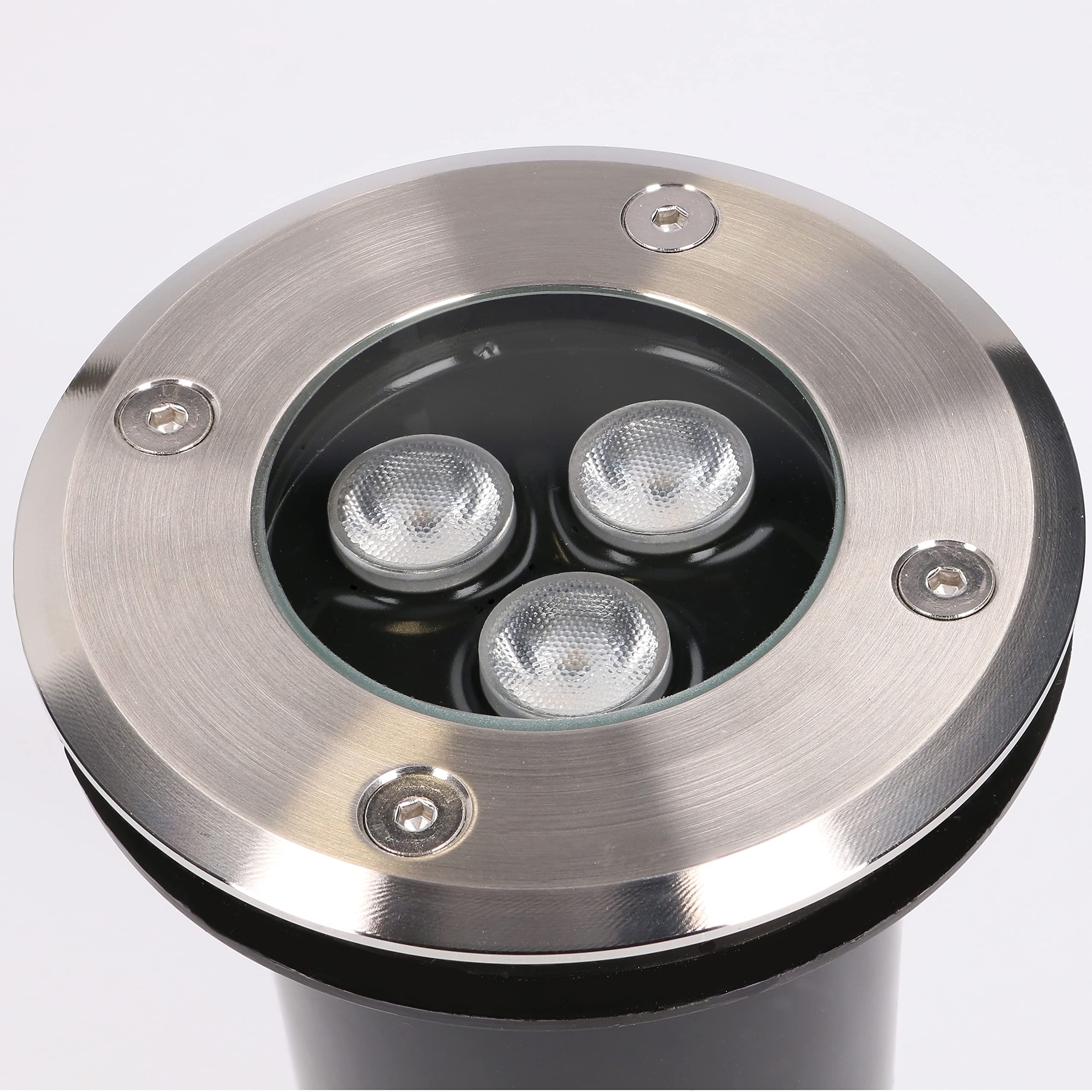 FORLIGHT Ringo - Foco Empotrable de Suelo para Exterior. Foco LED Exterior 11cm de Diámetro Impermeable IP67. Luz LED 2.7W y 229lm Blanco Cálido 3000K. Acero Inoxidable