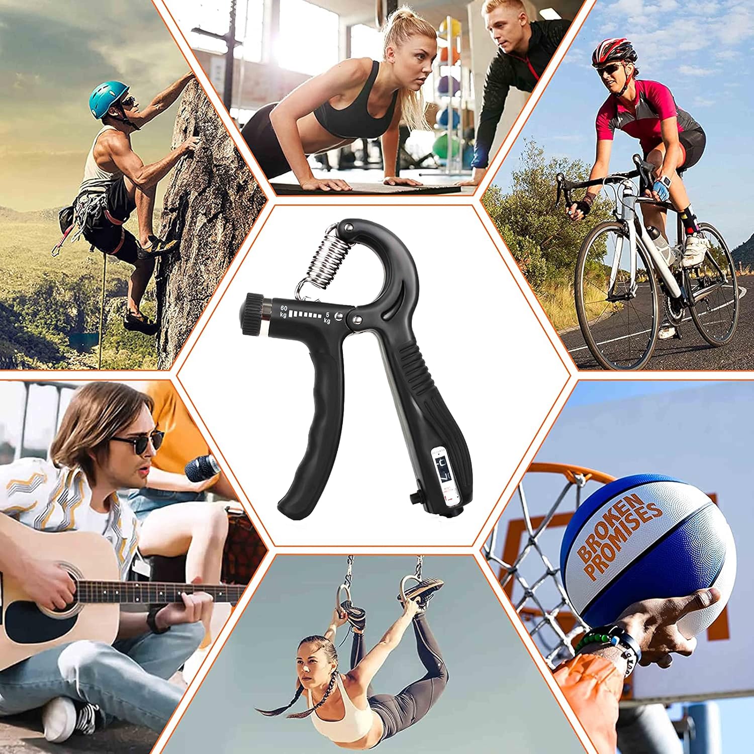 Hand Grip Strengthener Finger Handgrip Wrist Squeezer Exerciser Tool Trainer With Counter Arm Training Adjustable Forearm And Hand Strength For Muscle Workout Gripper Gym Essentials Black 10