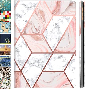 DuraSafe Cases for iPad 2nd 2011 3rd 4th Gen 2012-9.7 Inch [iPad 4 iPad 3 iPad 2 Old Model ] A1458 A1416 A1395 MC705LL/A MD328LL/A Printed Smart PU Leather Flip Folio Book Cover - Marble Pink