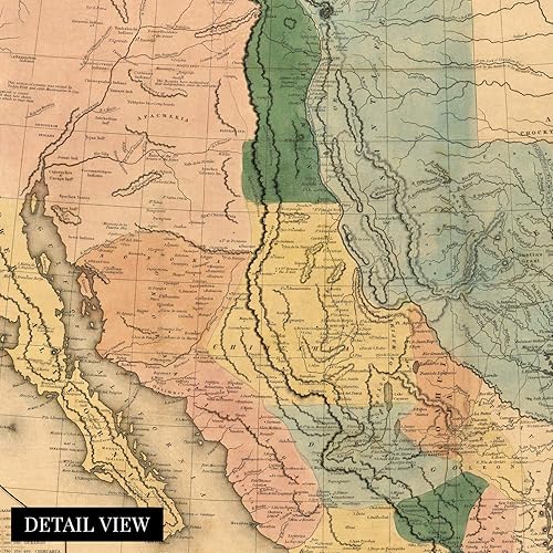 Miniatura 2 de HISTORIX Vintage 1846 Mapa de Estados Unidos de México - Arte de pared de 24 x 36 pulgadas - Mapa histórico de los Estados de México