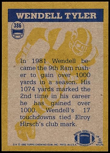 Miniatura 2 de 1982 Topps # 386 In Action Wendell Tyler Los Angeles Rams (Football Card) NM/MT Rams UCLA