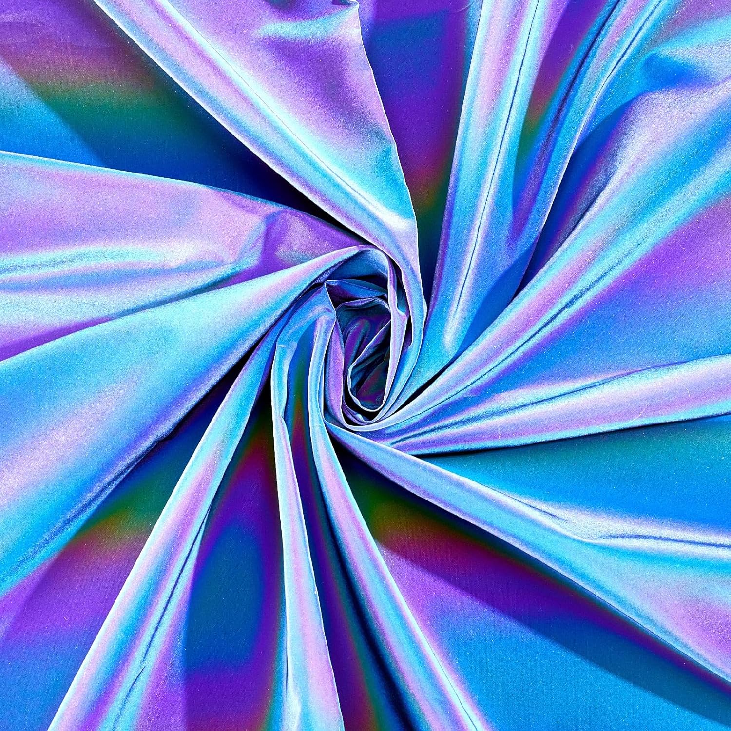 INFUNLY 59x55 Inches Rainbow Reflective Fabric Colorful Hologram Sparkly Fabric Polyester Iridescent Shiny Cloth Non-Stretchy Sew On Wing Dress Costume Clothes DIY Craft