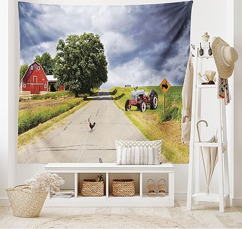 Miniatura 4 de Ambesonne Tapiz de naturaleza, montañas, río y cielo abierto, bellezas naturales de Noruega, fiordos de paisaje nórdico, colgante de pared para