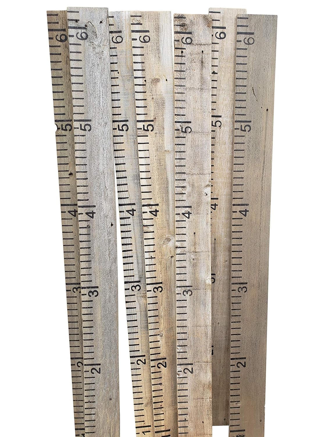 Rockin' Wood Reclaimed Wood Naturally Weathered Hand Painted Kids Toddler Children Ruler Style Growth Measurement Chart, No Vinyl, Weathered Grey