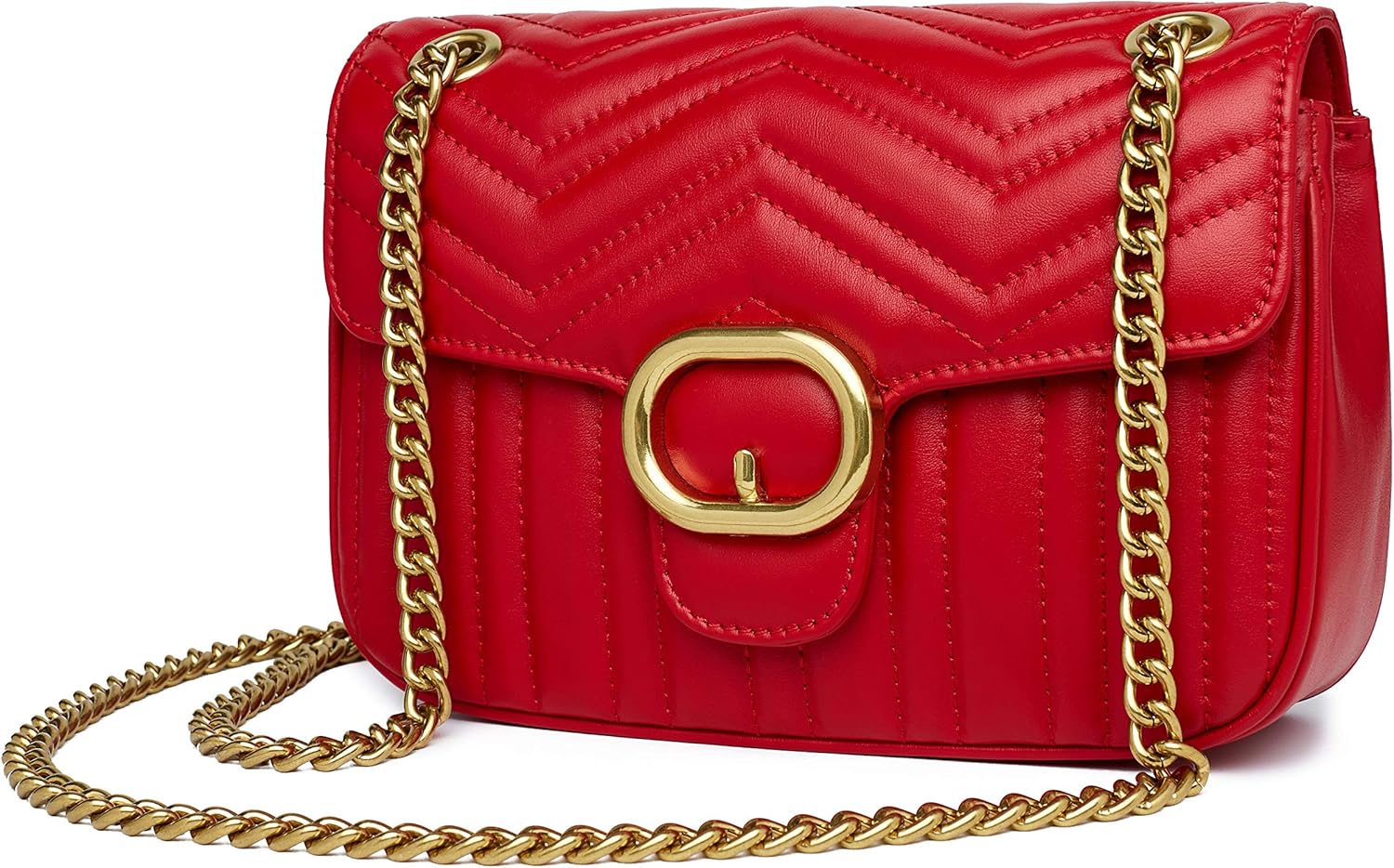 Chrysansmile Quilted Crossbody Bags Genuine Leather Clutch Purses Women's Shoulder Handbags With Chain