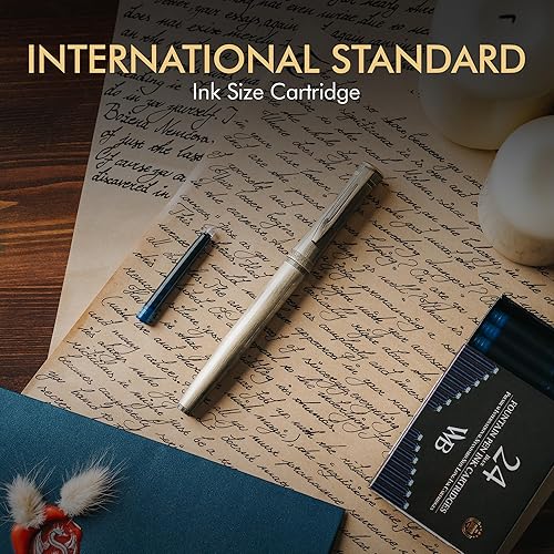 Miniatura 9 de Wordsworth & Black Paquete de 24 repuestos de tinta para pluma estilográfica, juego de 24 cartuchos de tinta azules, tamaño estándar internacional,